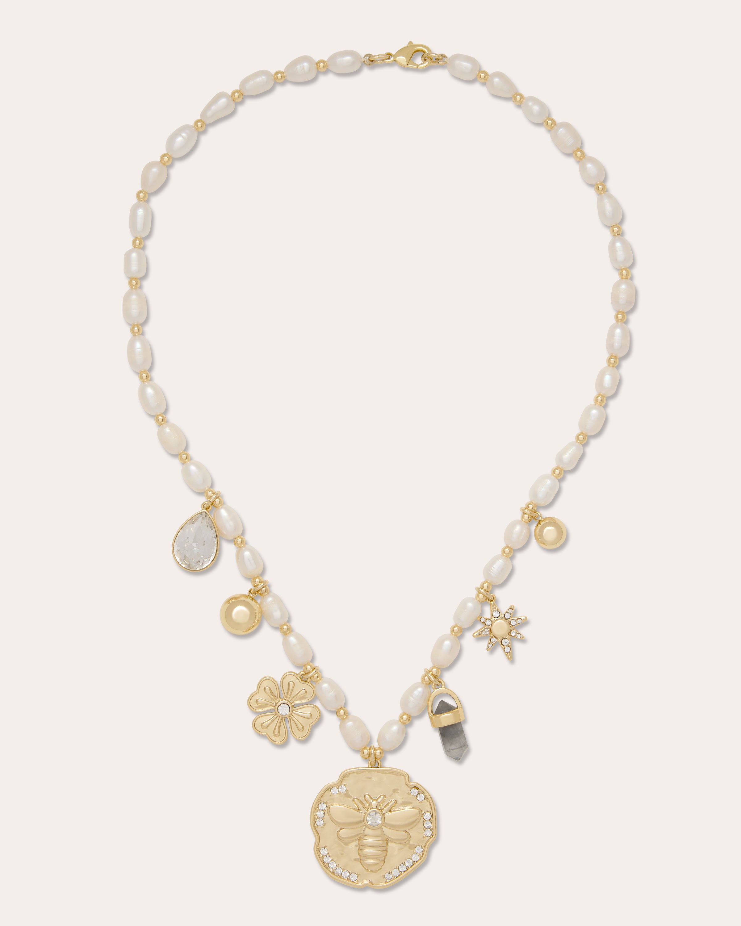 Lia Pearl Charm Necklace in gold | Ramy Brook