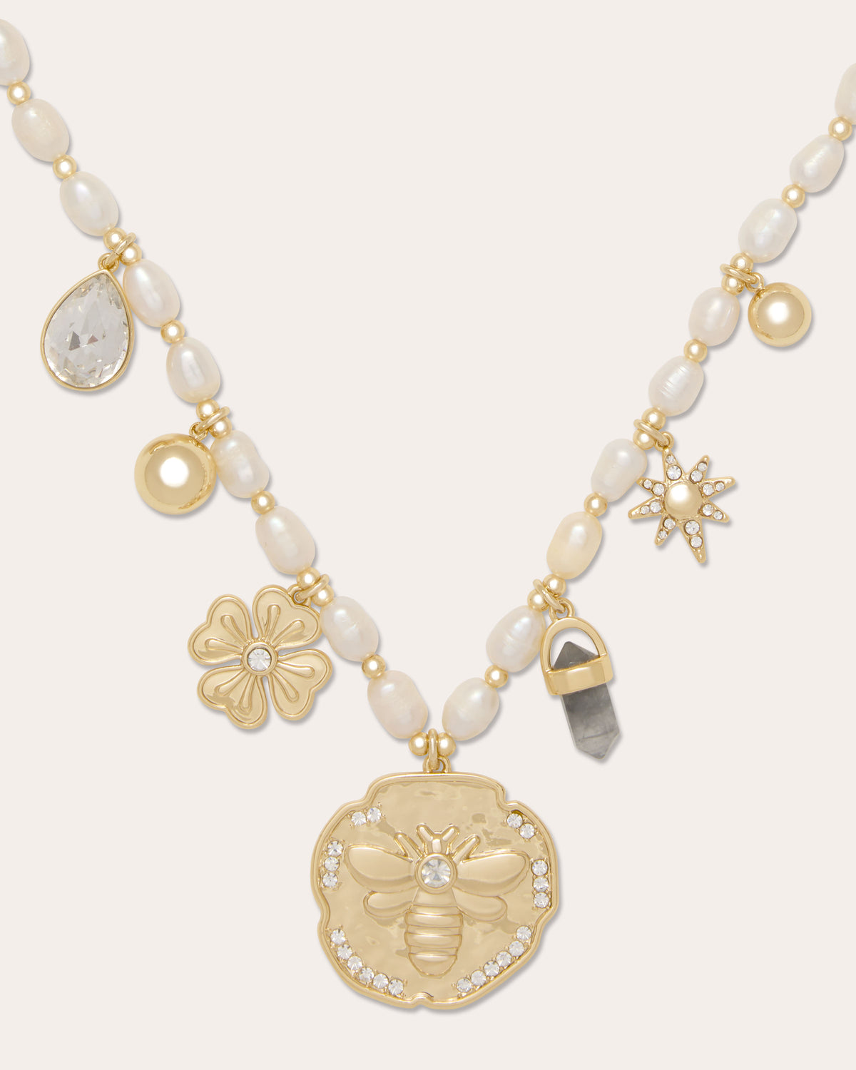 Lia Pearl Charm Necklace in gold | Ramy Brook