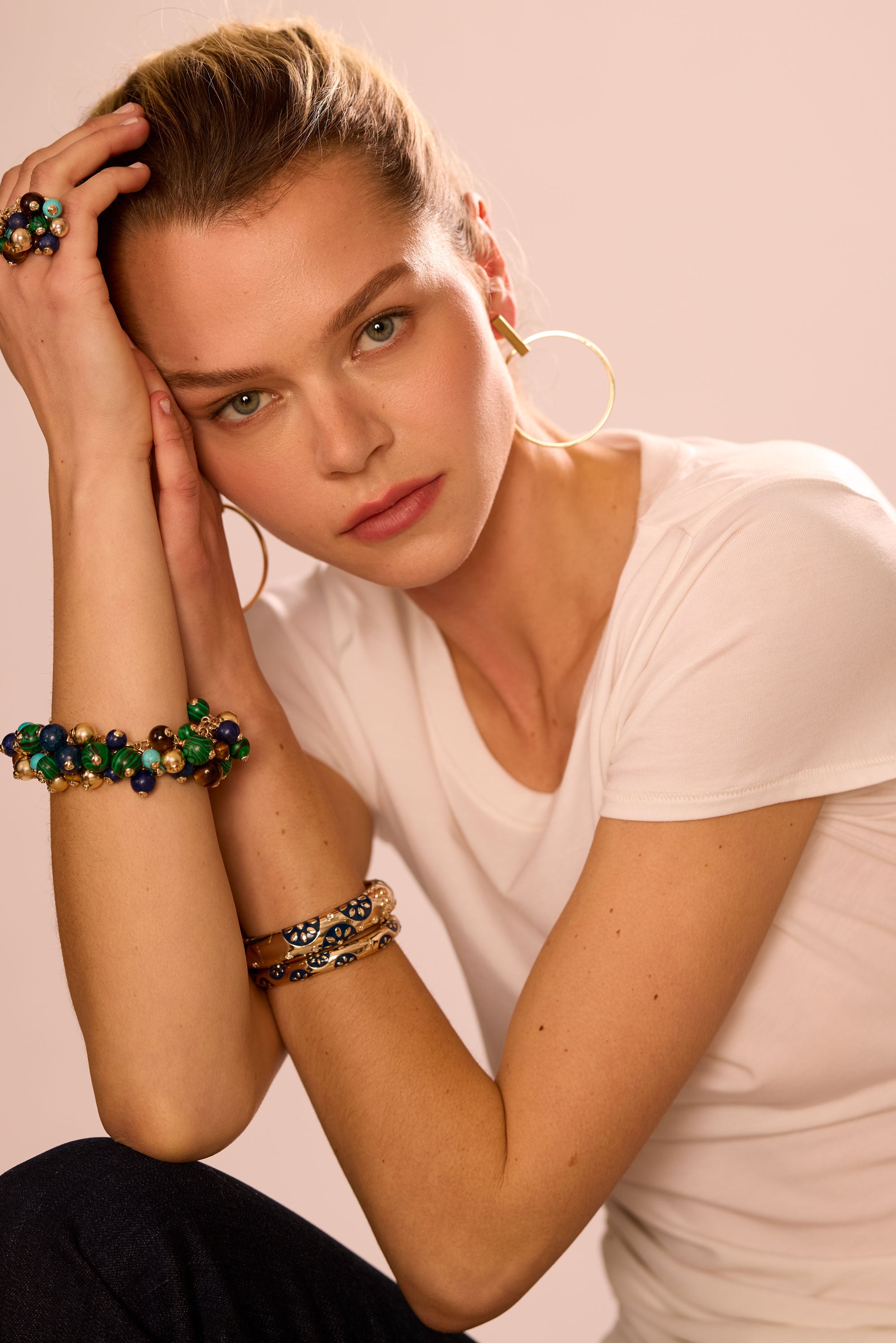 Aria Small Bangle Bracelet in navy | Ramy Brook