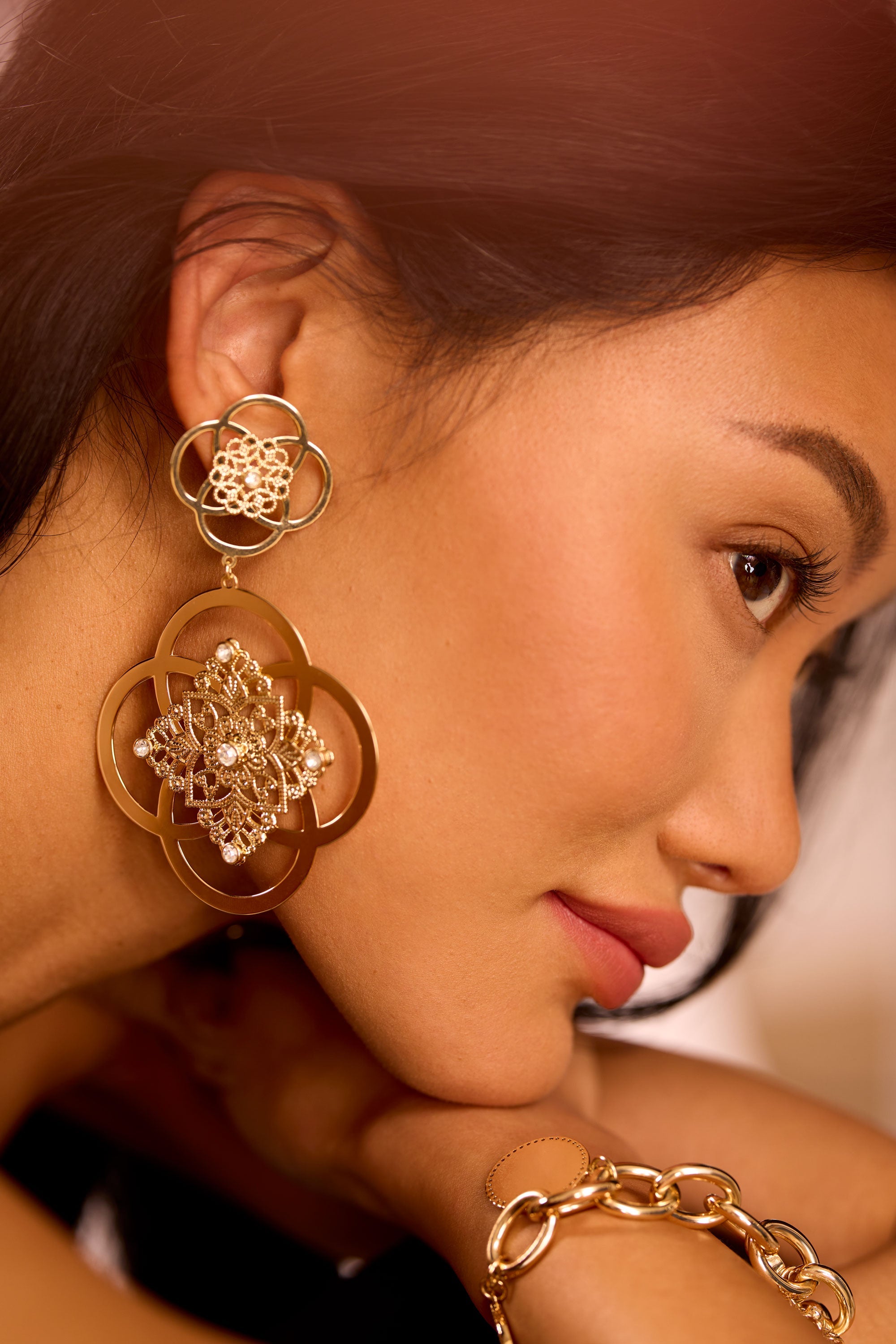 Anya Medallion Drop Earrings in gold | Ramy Brook