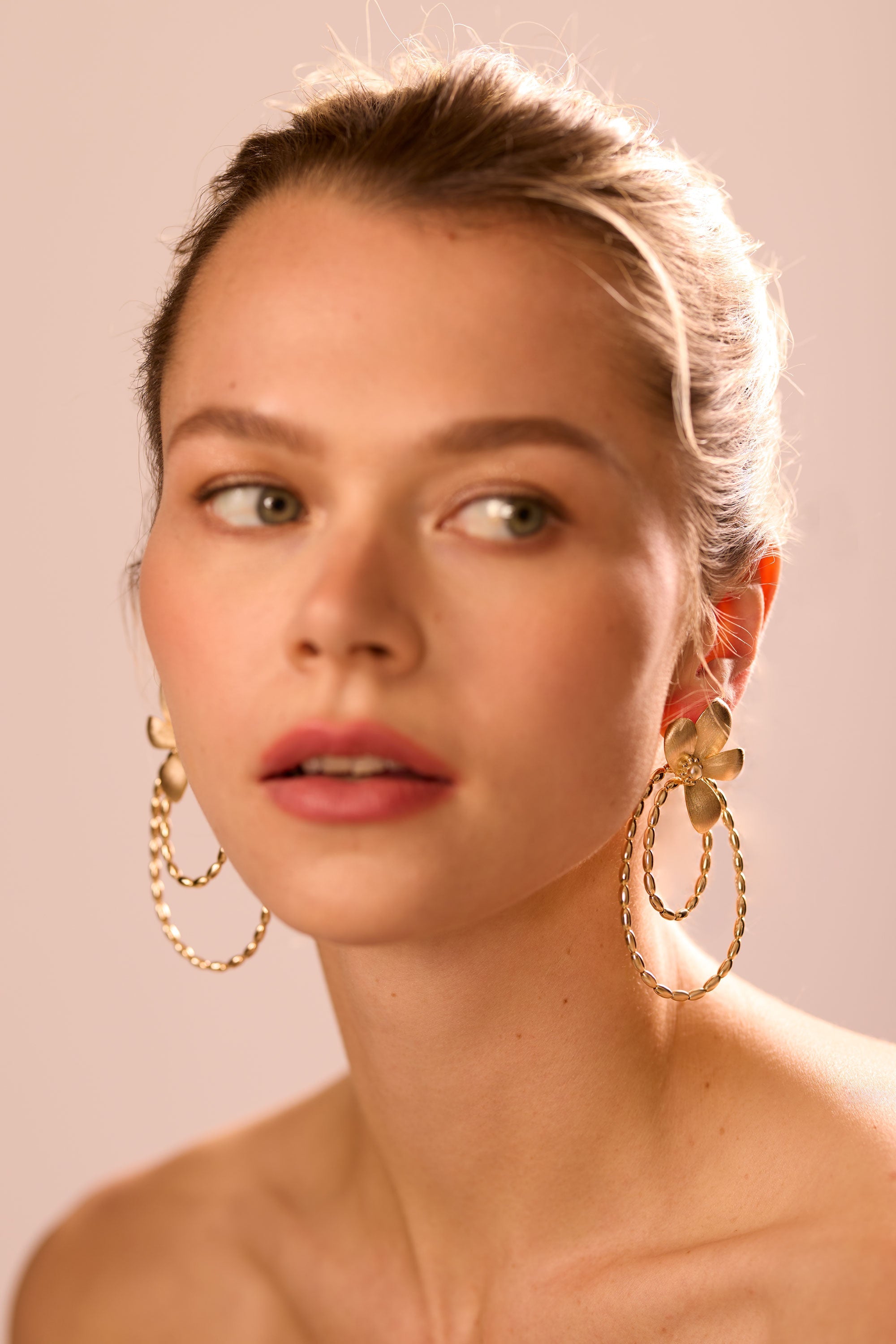 Anya Flower Hoop Earrings in gold | Ramy Brook