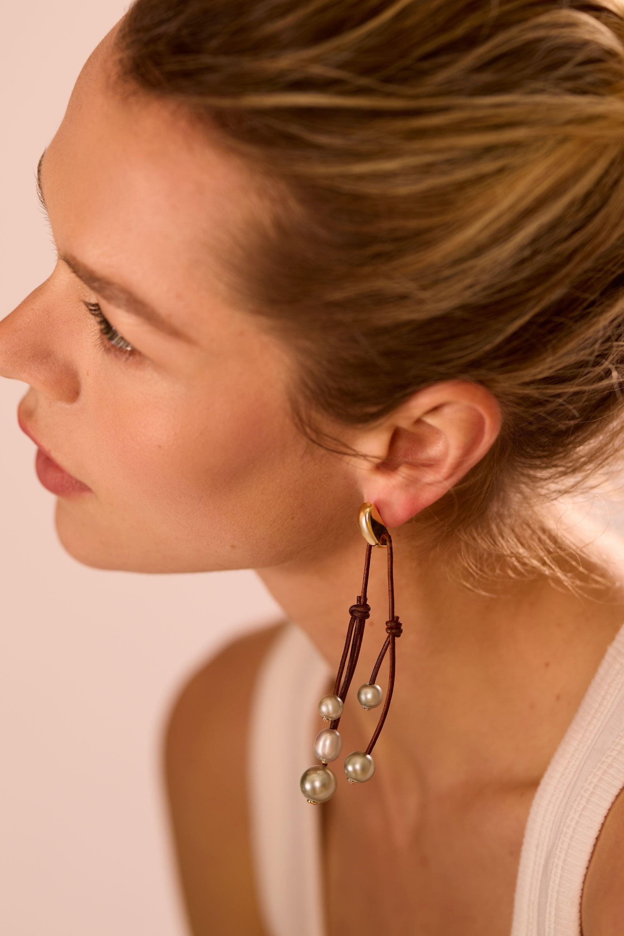 Riya Pearl Cord Earrings in pearl | Ramy Brook