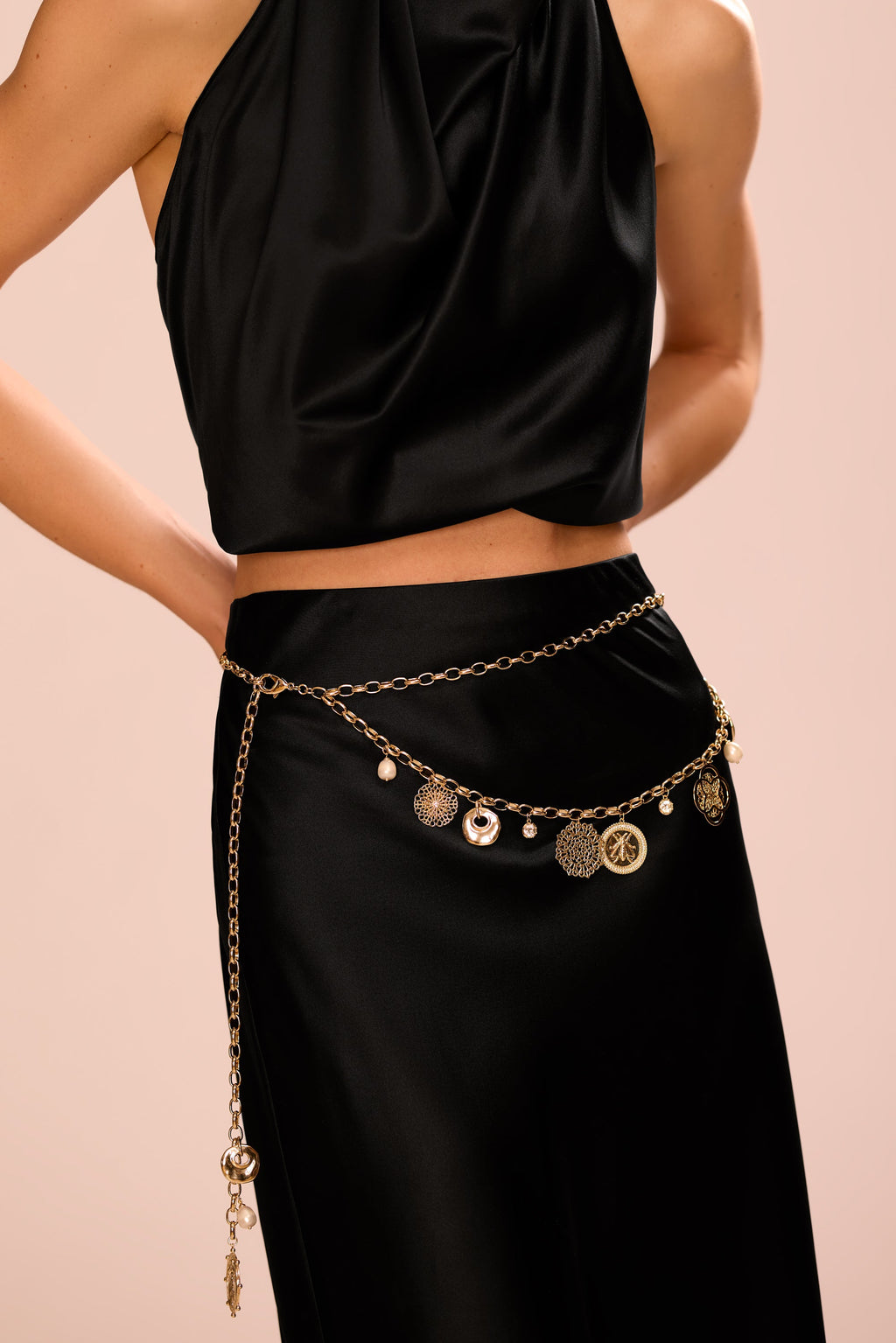 Ramy Brook Ariana Medallion Charm Chain Belt in Gold - OS Ramy Brook Ariana Medallion Charm Chain Belt in Gold - OS