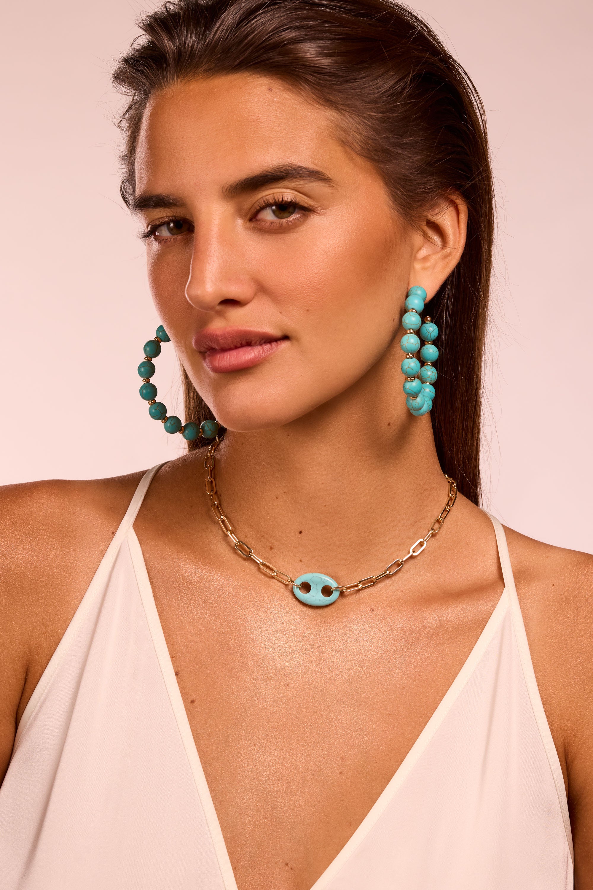 Arianna Layered Charm Necklace in turquoise multi | Ramy Brook