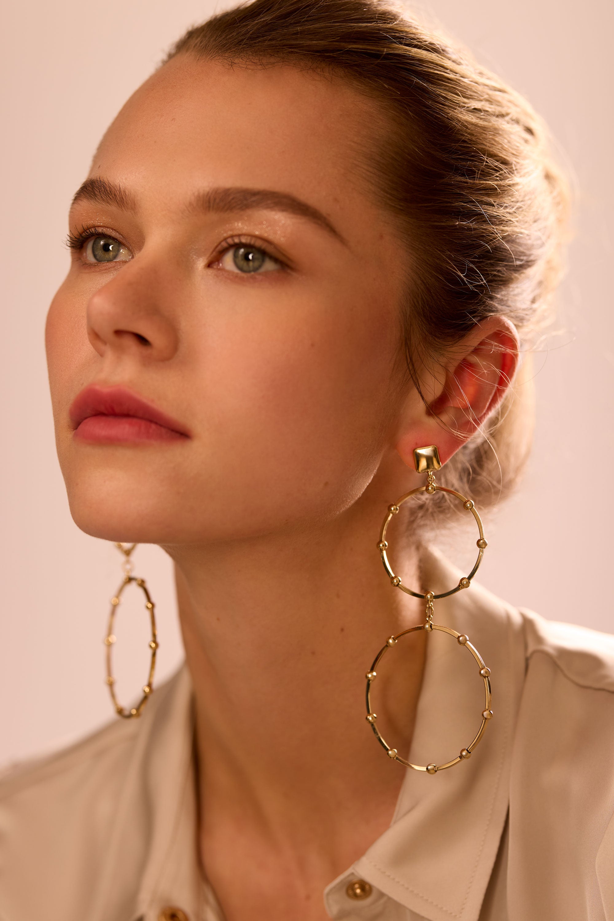 Kairi Stacked Hoop Earrings in gold | Ramy Brook