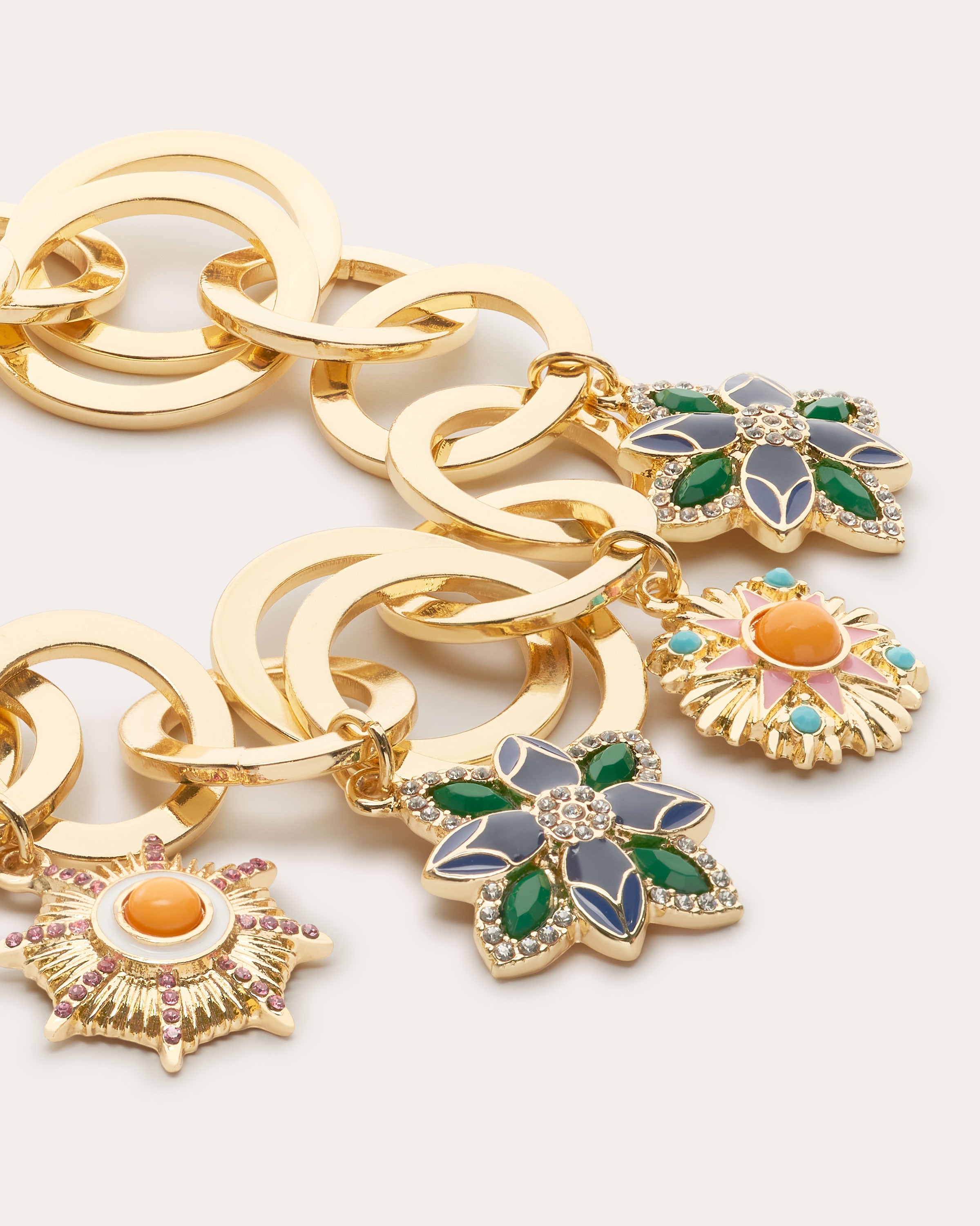Camila Flower Charm Bracelet in gold multi | Ramy Brook