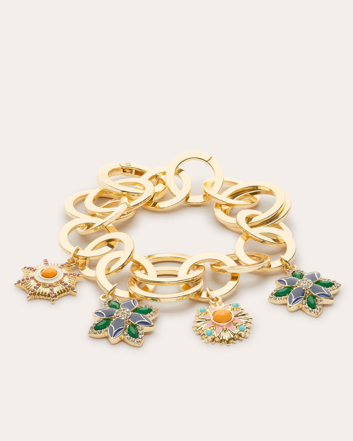 Camila Flower Charm Bracelet in gold multi | Ramy Brook