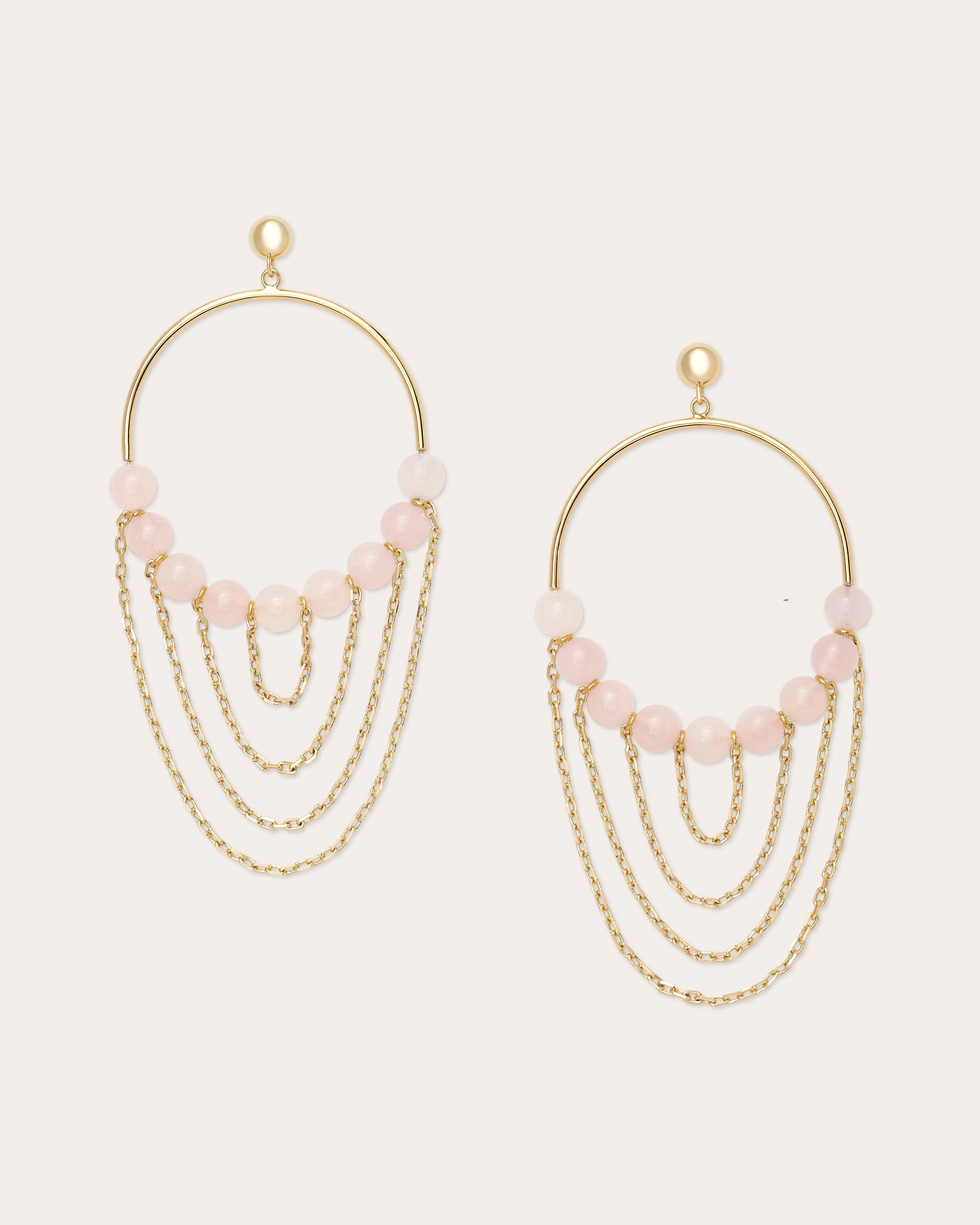 Silvia Gemstone Layered Earrings in rose quartz | Ramy Brook