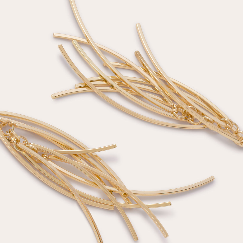 STATEMENT GOLD TASSEL FRINGE HOOP EARRINGS – Loel