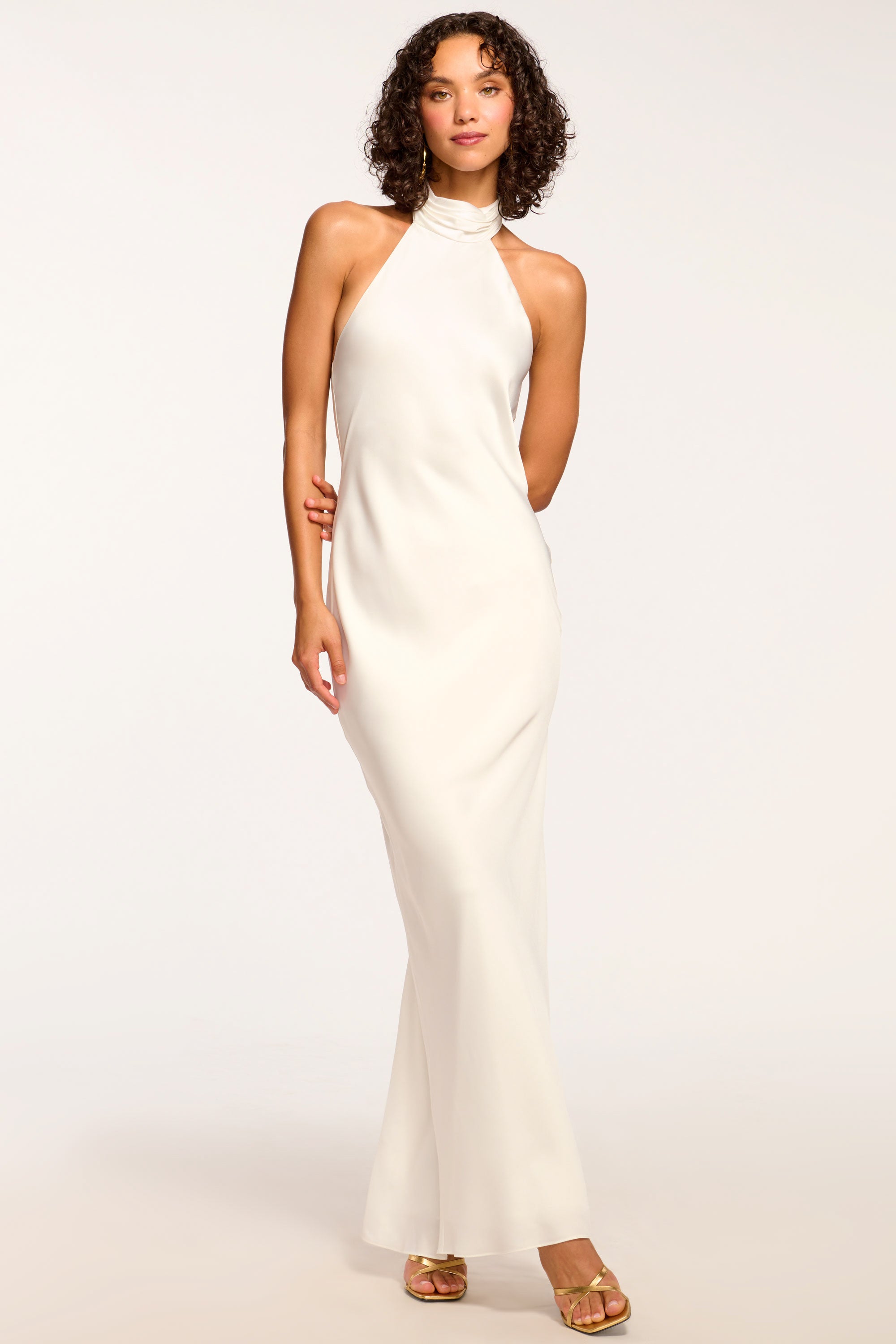 tatiana halter midi dress Ramy Brook Tatiana High Neck Gown in Ivory