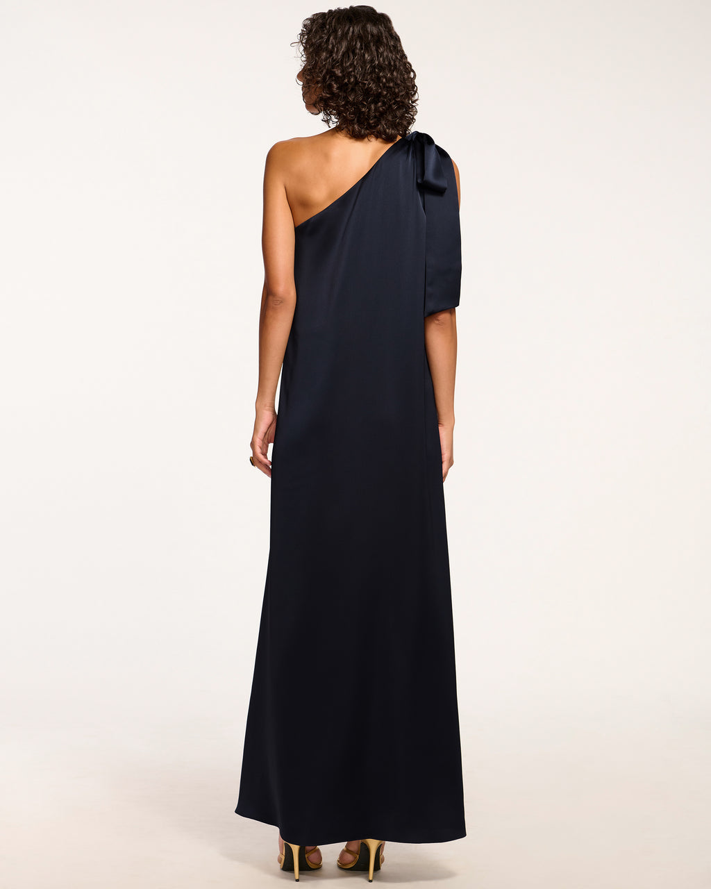 open lace back dress Prestige One Shoulder Asymmetrical Maxi Dress Navy / Xs by Sugarlips main image 0