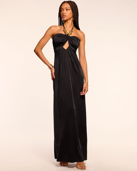 Camryn Jersey Embellished Halter Gown in black | Ramy Brook