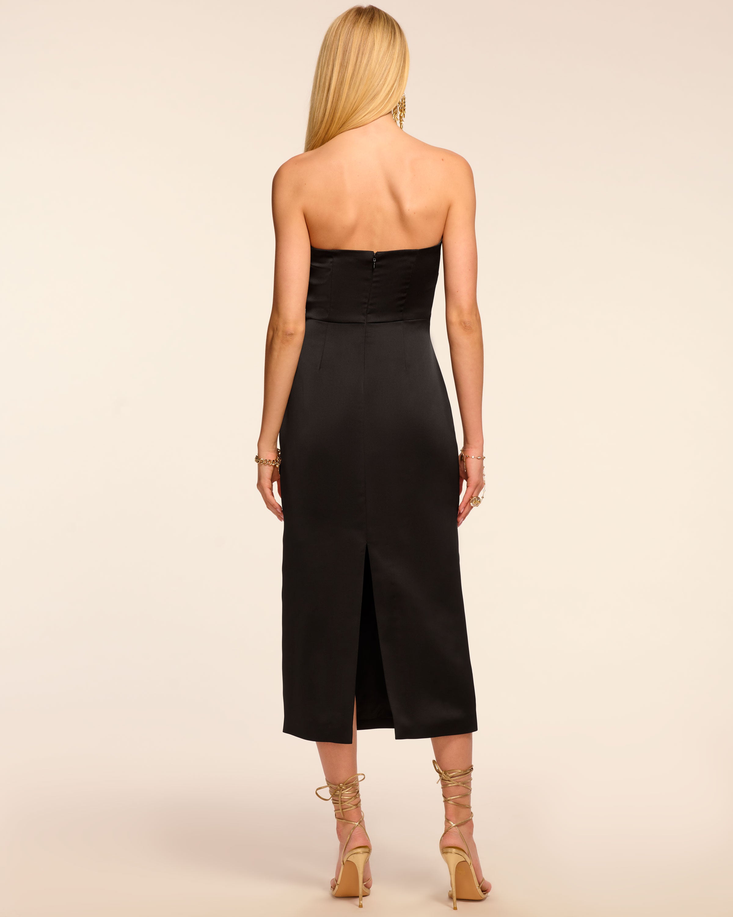 Orion Strapless Midi Dress in black | Ramy Brook