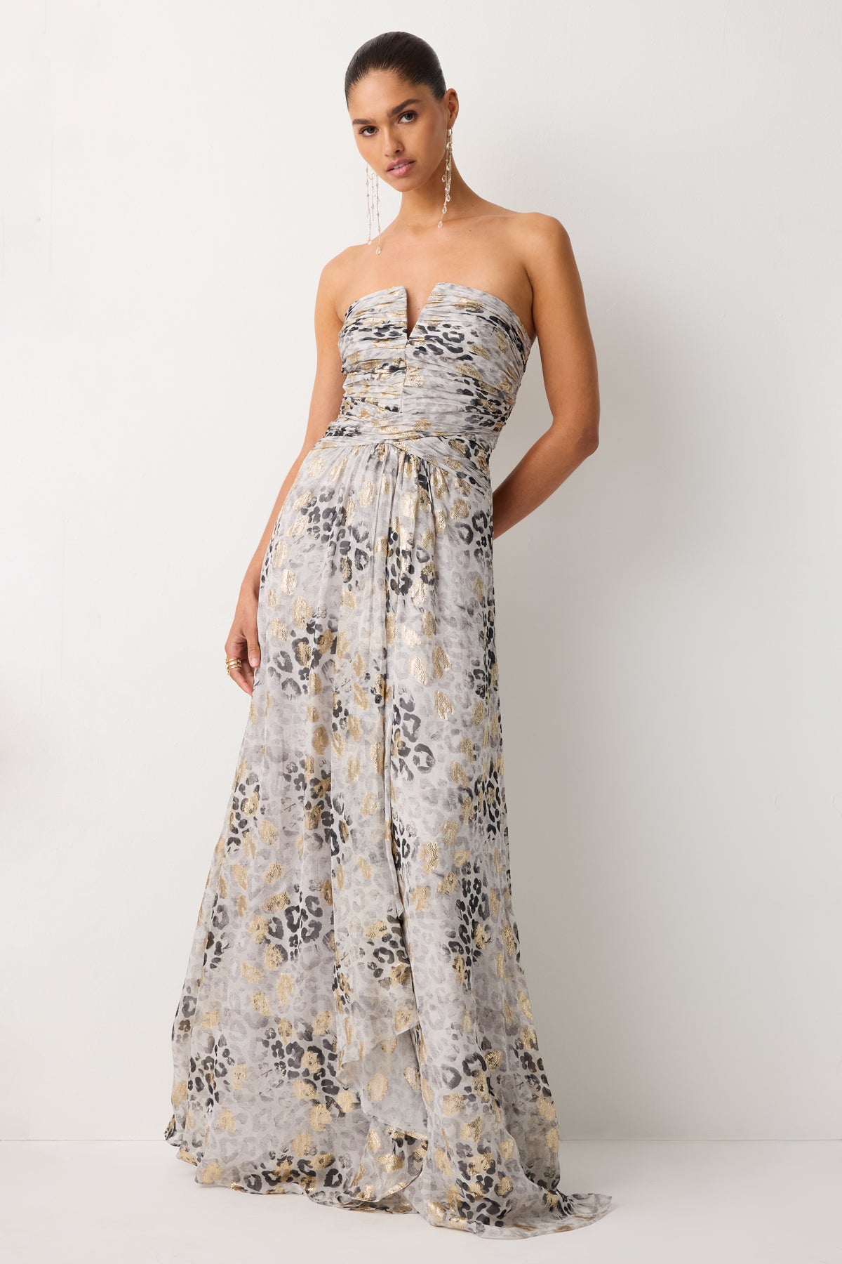 Dorise Printed Strapless Gown view 1