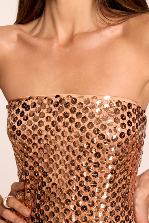 Angel Sequin Strapless Gown view 3