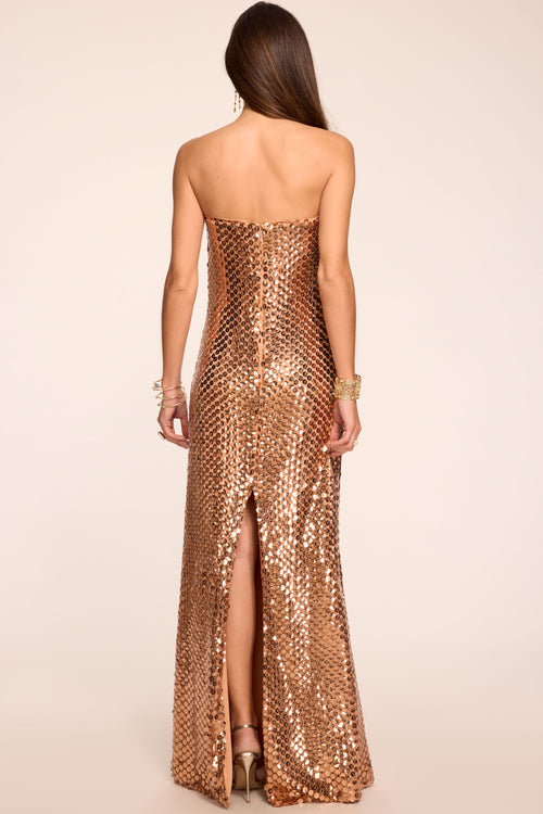 Angel Sequin Strapless Gown view 4