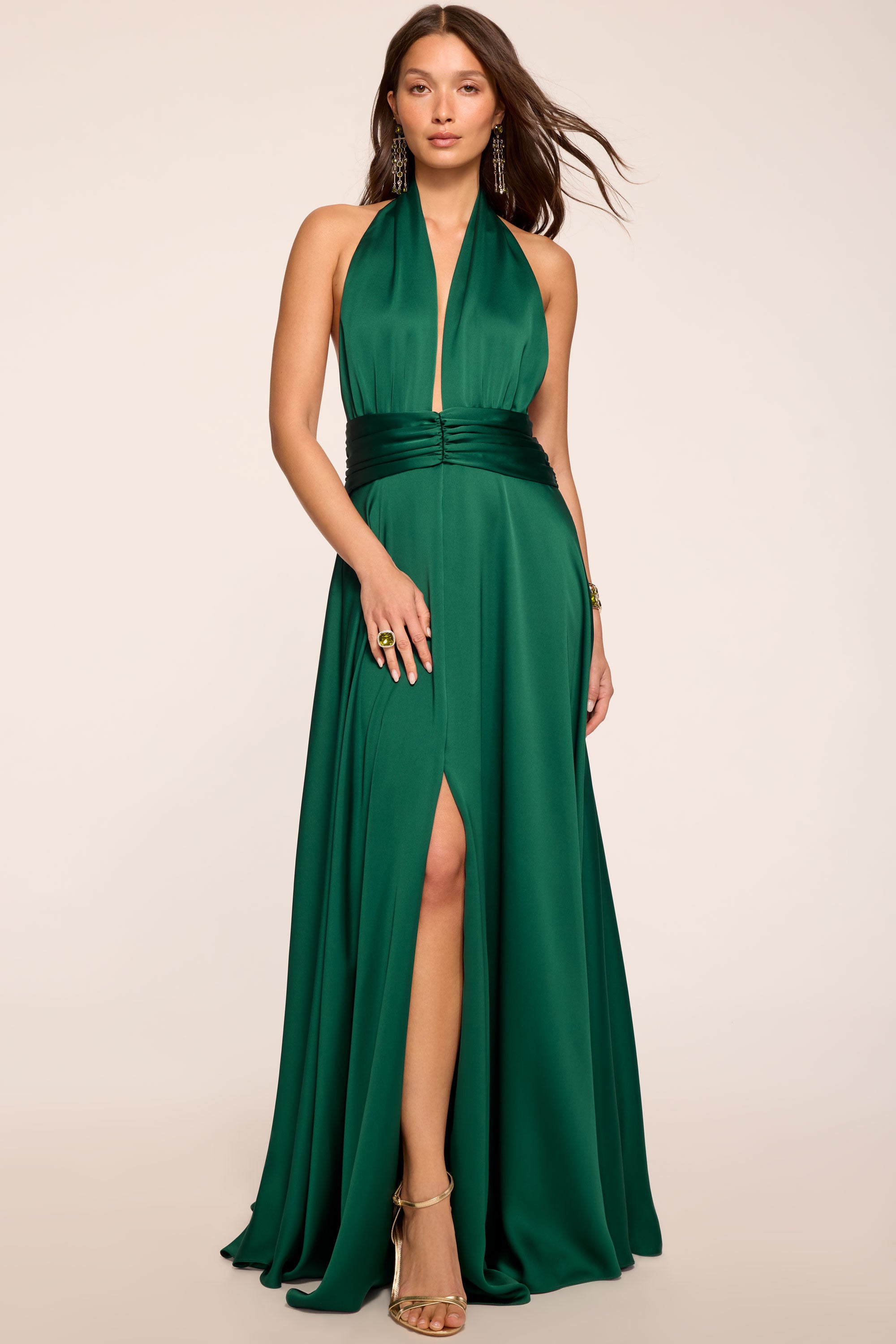 Jasmine Plunging Halter Gown
