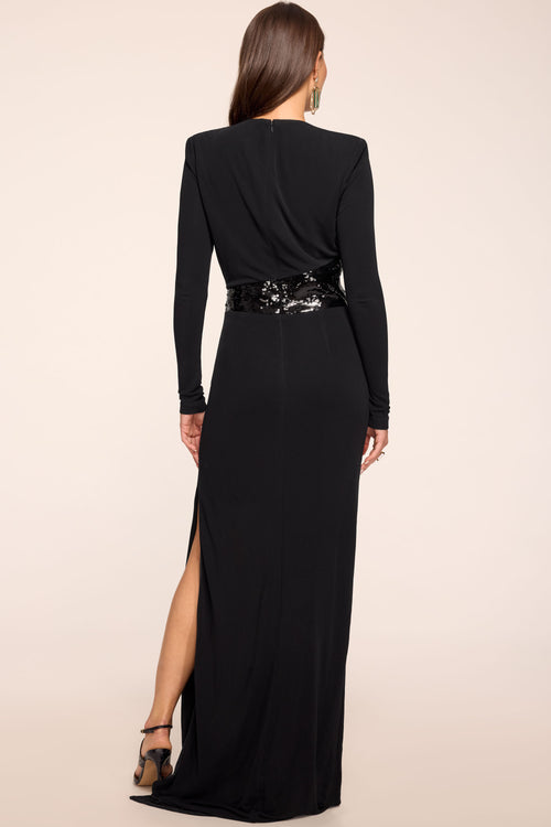 Samantha Jersey Long Sleeve Sequin Gown view 4