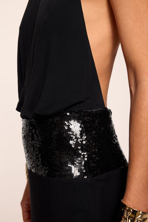 Theresa Sequin Jersey Halter Gown view 3