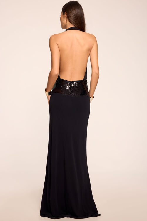 Theresa Sequin Jersey Halter Gown view 4