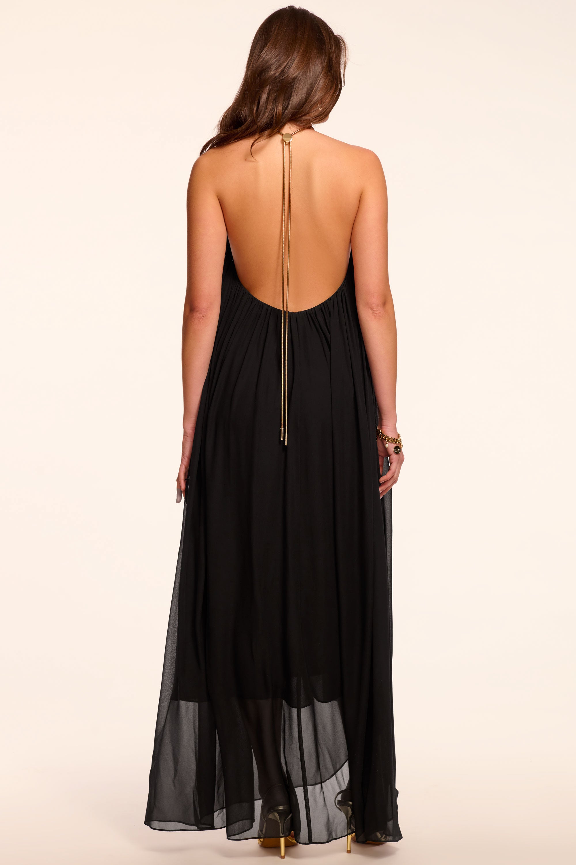 Rainn Chiffon V-Neck Halter Gown | Ramy Brook