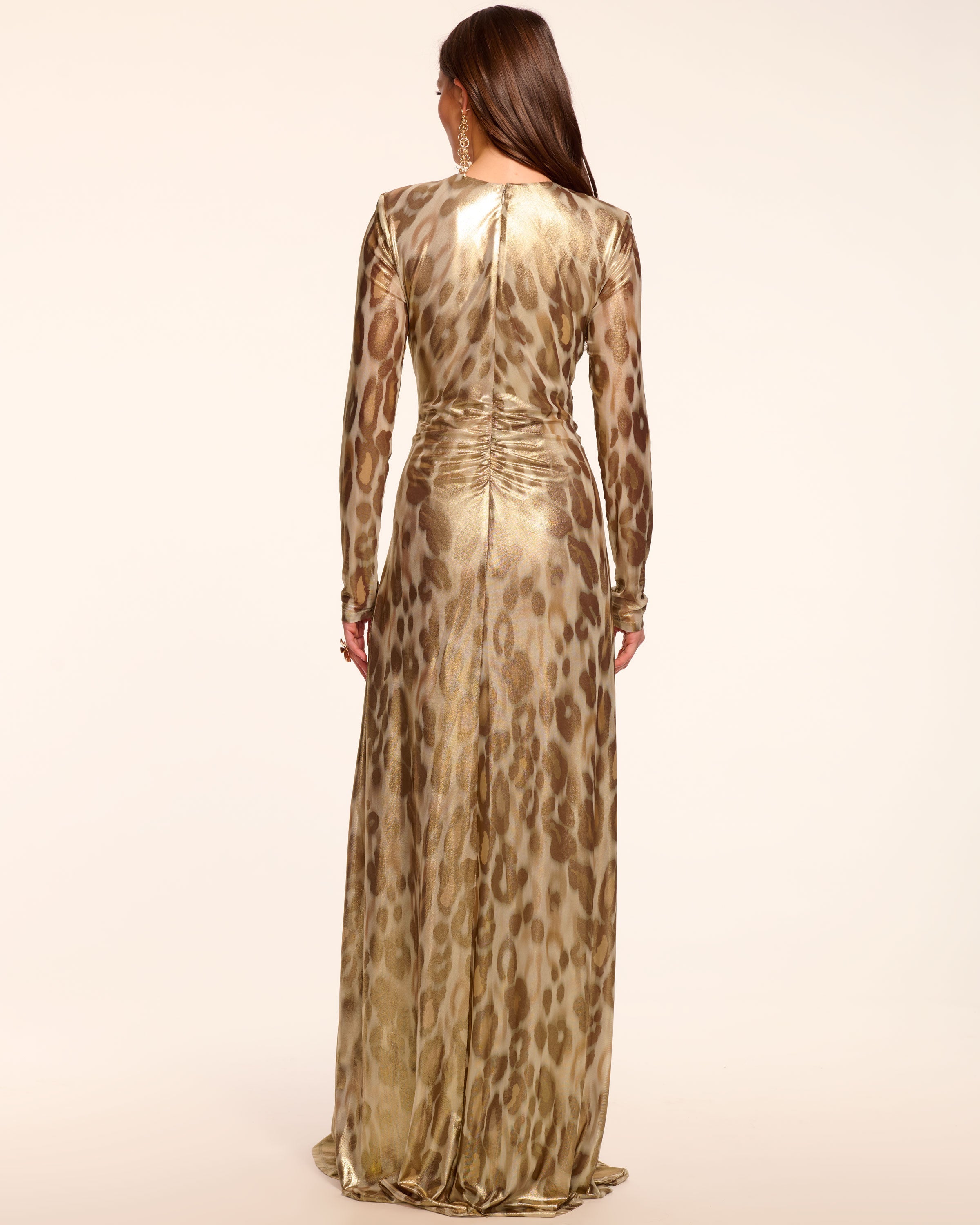 ramy brook gold dress Martini Printed Plunging Gown - ANIMAL Size:90 a festive mini dress bridal_lase_dress Reformation Blue Polka Dot