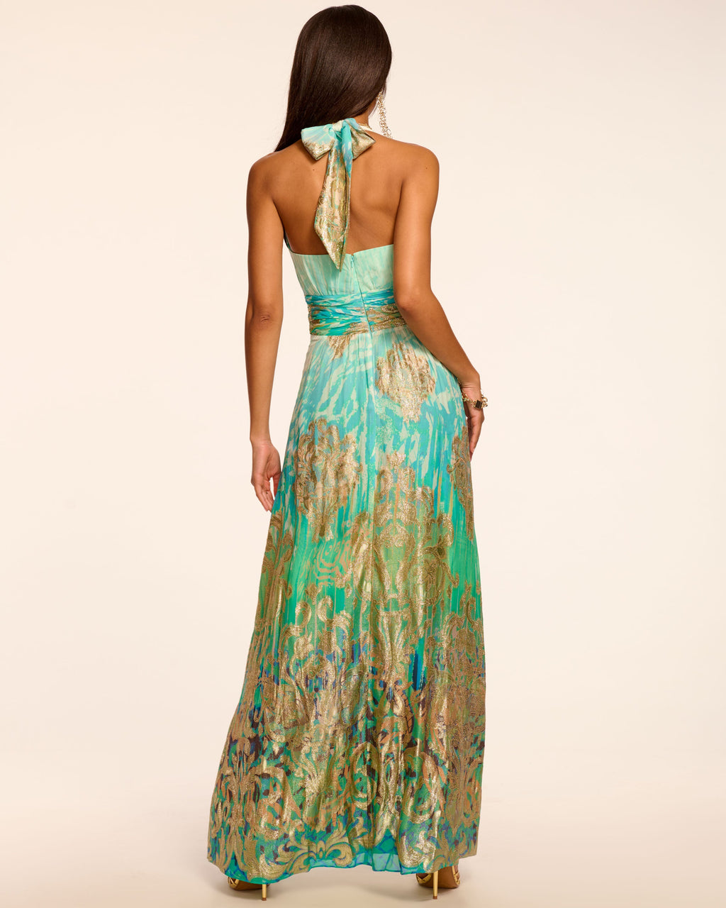 blue sparkly halter neck dress Jacey Mesh Sequin Embellished Halter Neck Short Dress Periwinkle / 1 main image 1