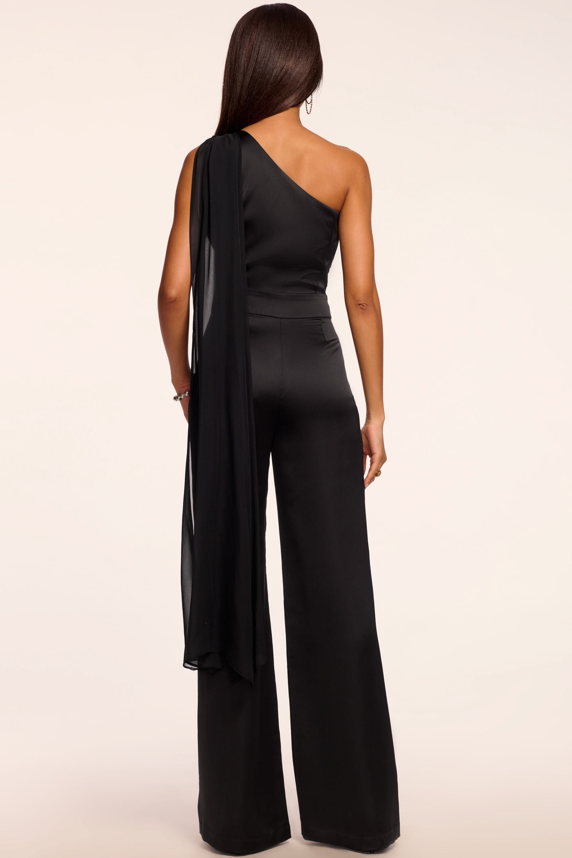 Genny One-Shoulder Wide Leg Jumpsuit in black | Ramy Brook