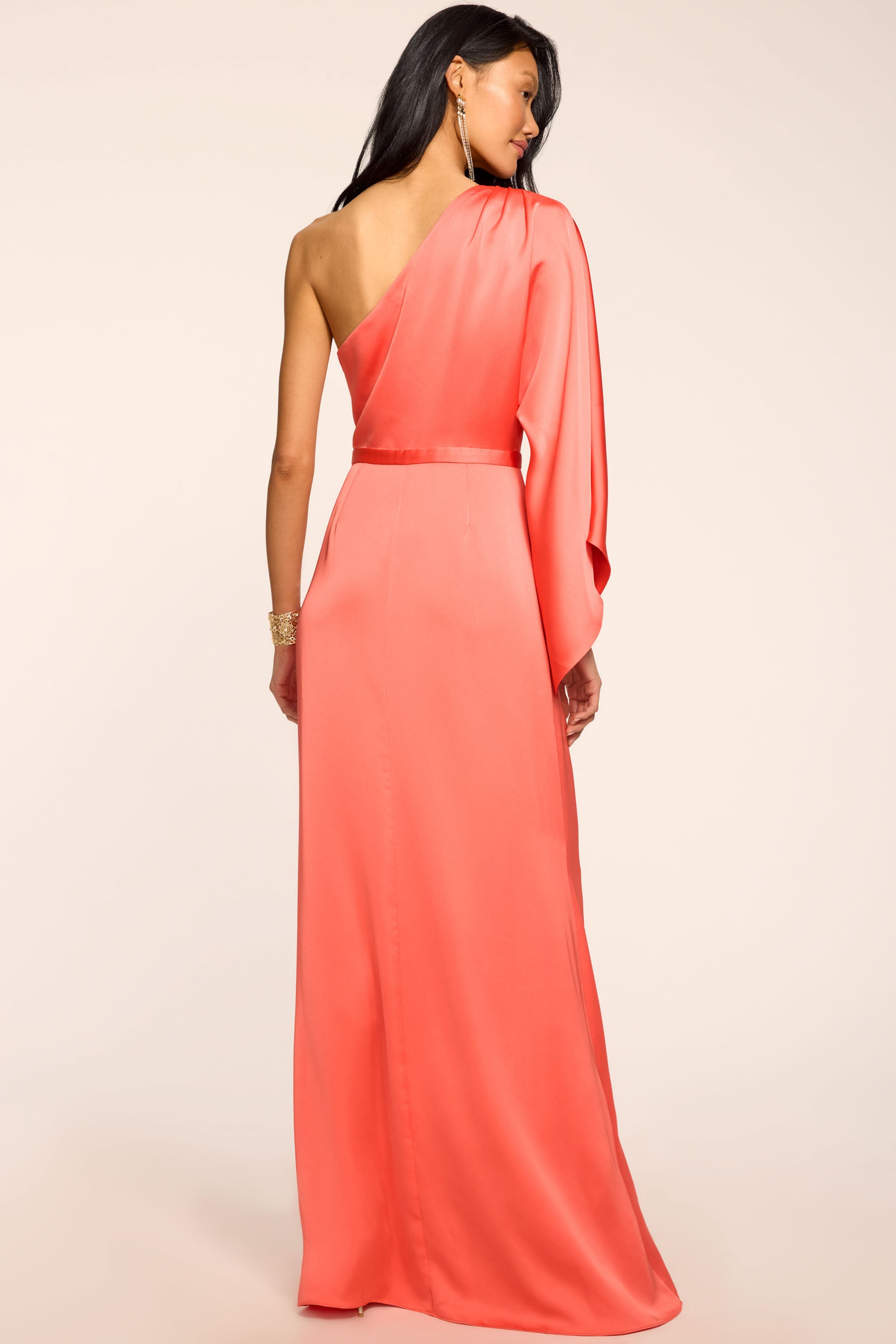 Opal One-Shoulder Gown in coral