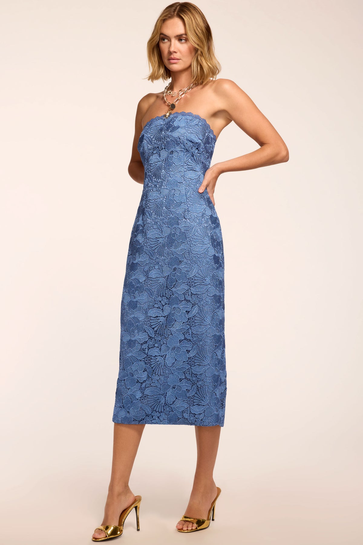 Tessa Lace Strapless Midi Dress view 1