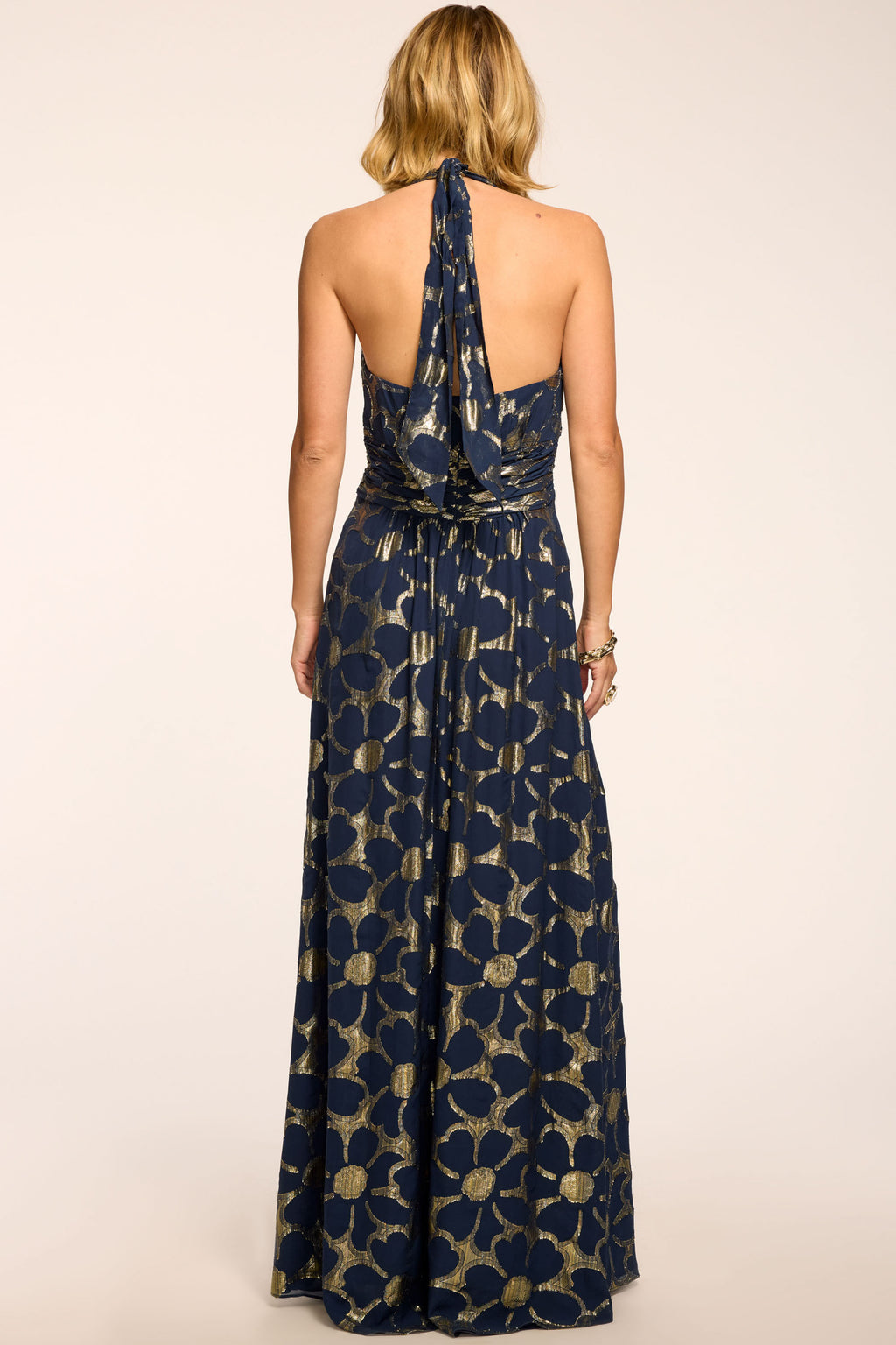 Stephanie Jacquard V-Neck Gown in navy jacquard | Ramy Brook Stephanie Jacquard V-Neck Gown in navy jacquard | Ramy Brook