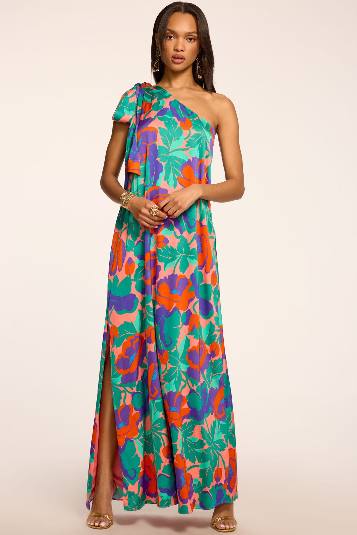 Benita Printed One-Shoulder Gown view 1