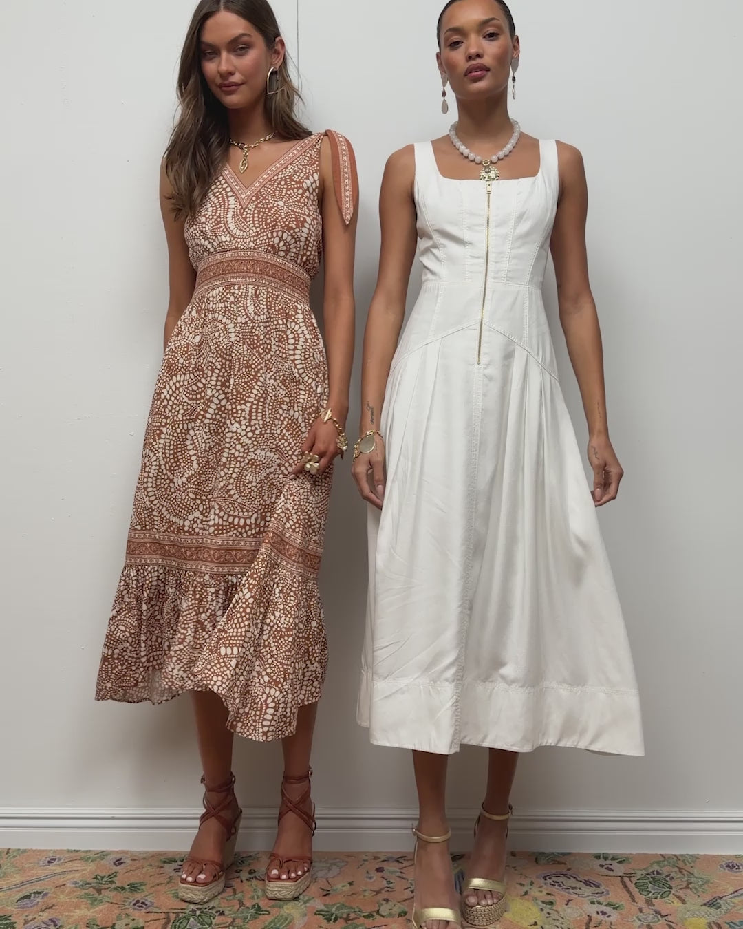 Moira Zip Front Midi Dress in ivory | Ramy Brook