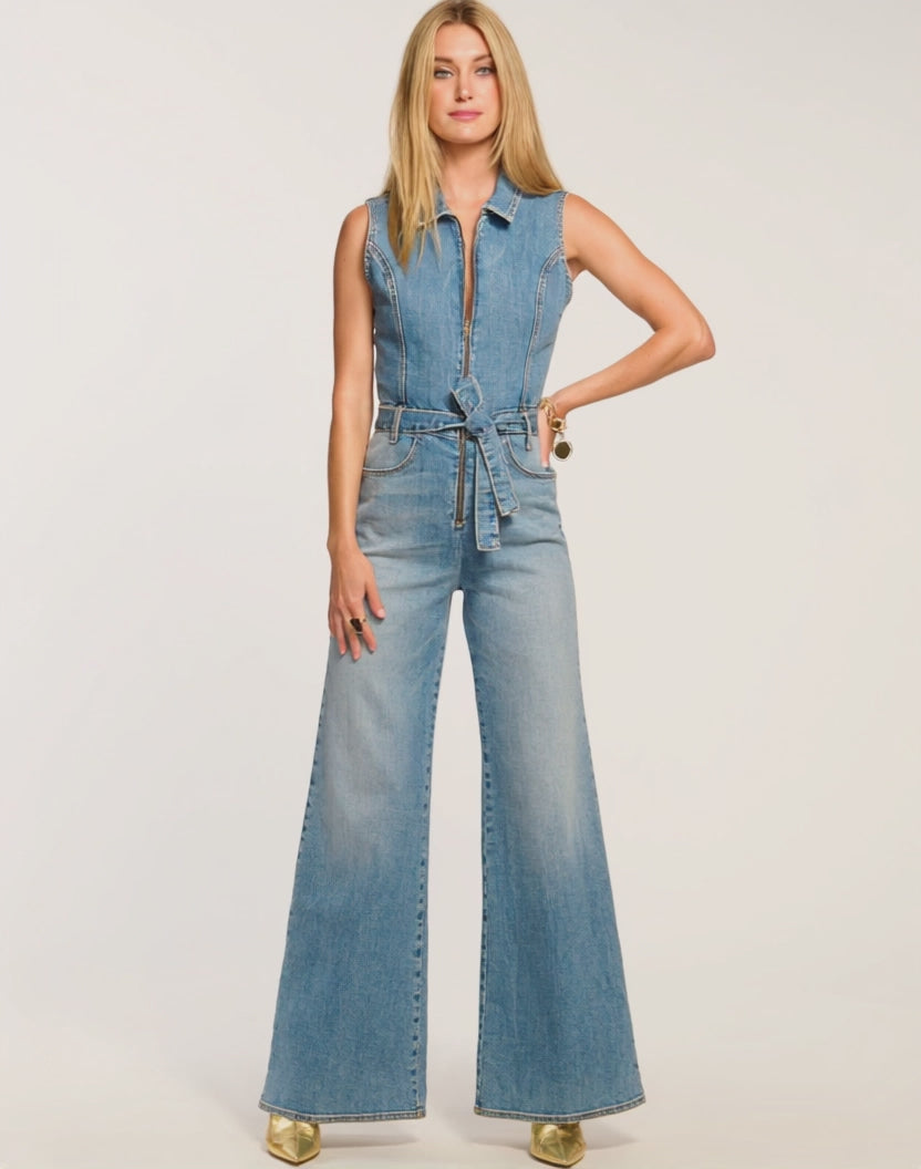Jemma Denim Jumpsuit in light wash | Ramy Brook