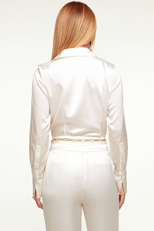 Victoria Silk Button Down Blouse view 3