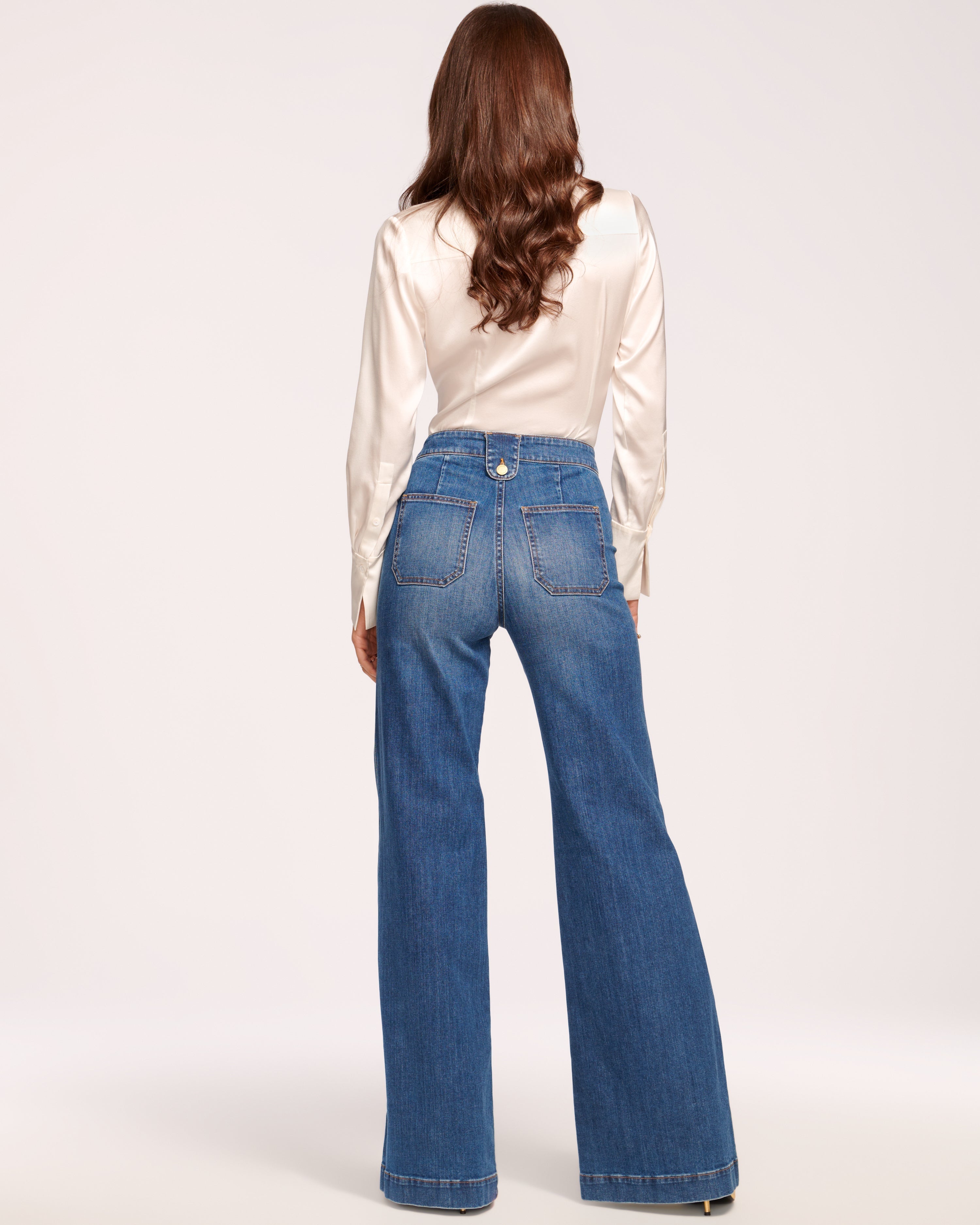 Theodora High-Rise Wide Leg Jean in medium wash | Ramy Brook
