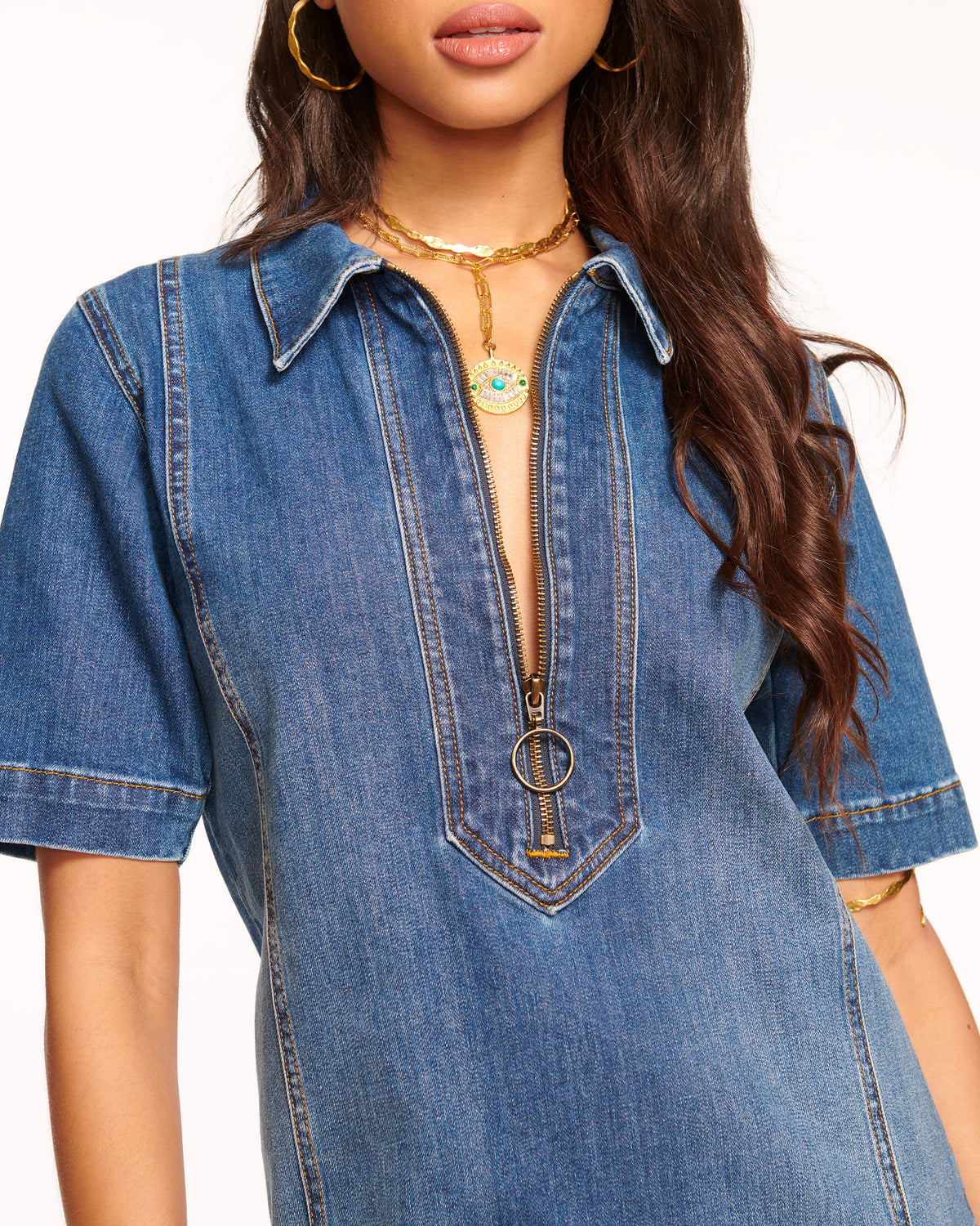 Tunechi Denim Shirt Dress in light wash | Ramy Brook