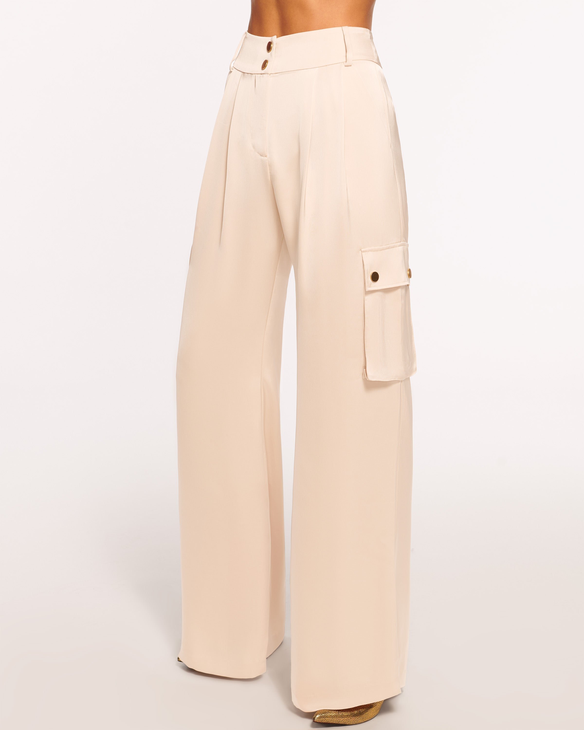 Rumer Wide Leg Cargo Pant in soft gold