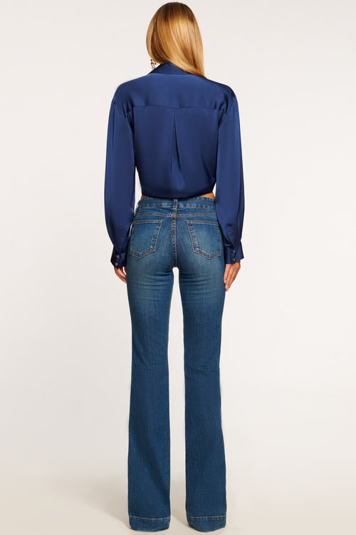 Kyle 5-Pocket Low-Rise Flare Jean view 4