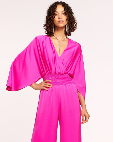 Women's Pink Cotton Solid Jumpsuit