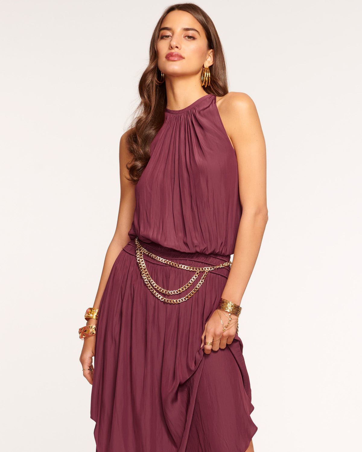 Women's Navy Smocked Midi Dress