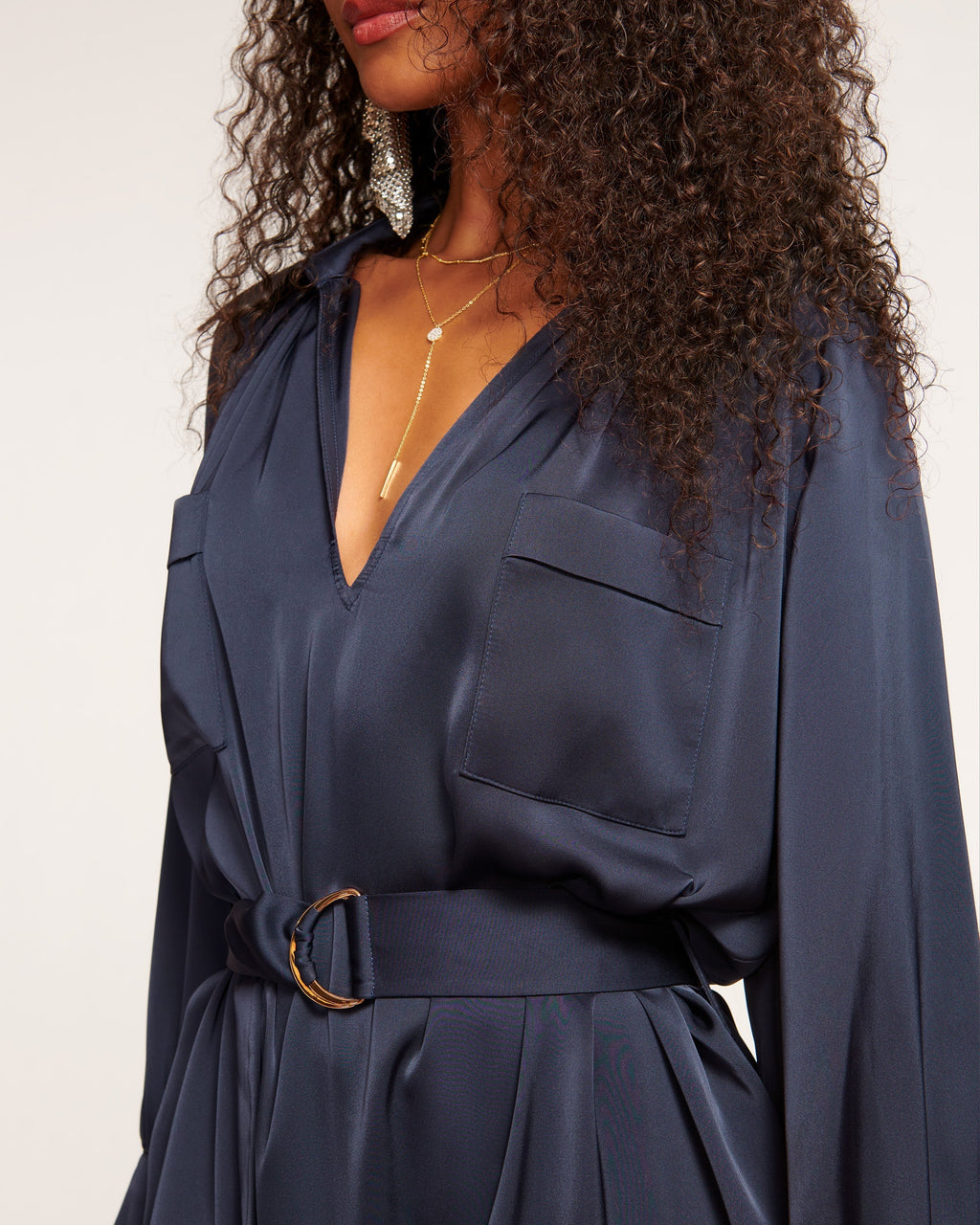 Ramy Brook Cecilia Belted Midi Dress in Navy - XL Ramy Brook Cecilia Belted Midi Dress in Navy - XL