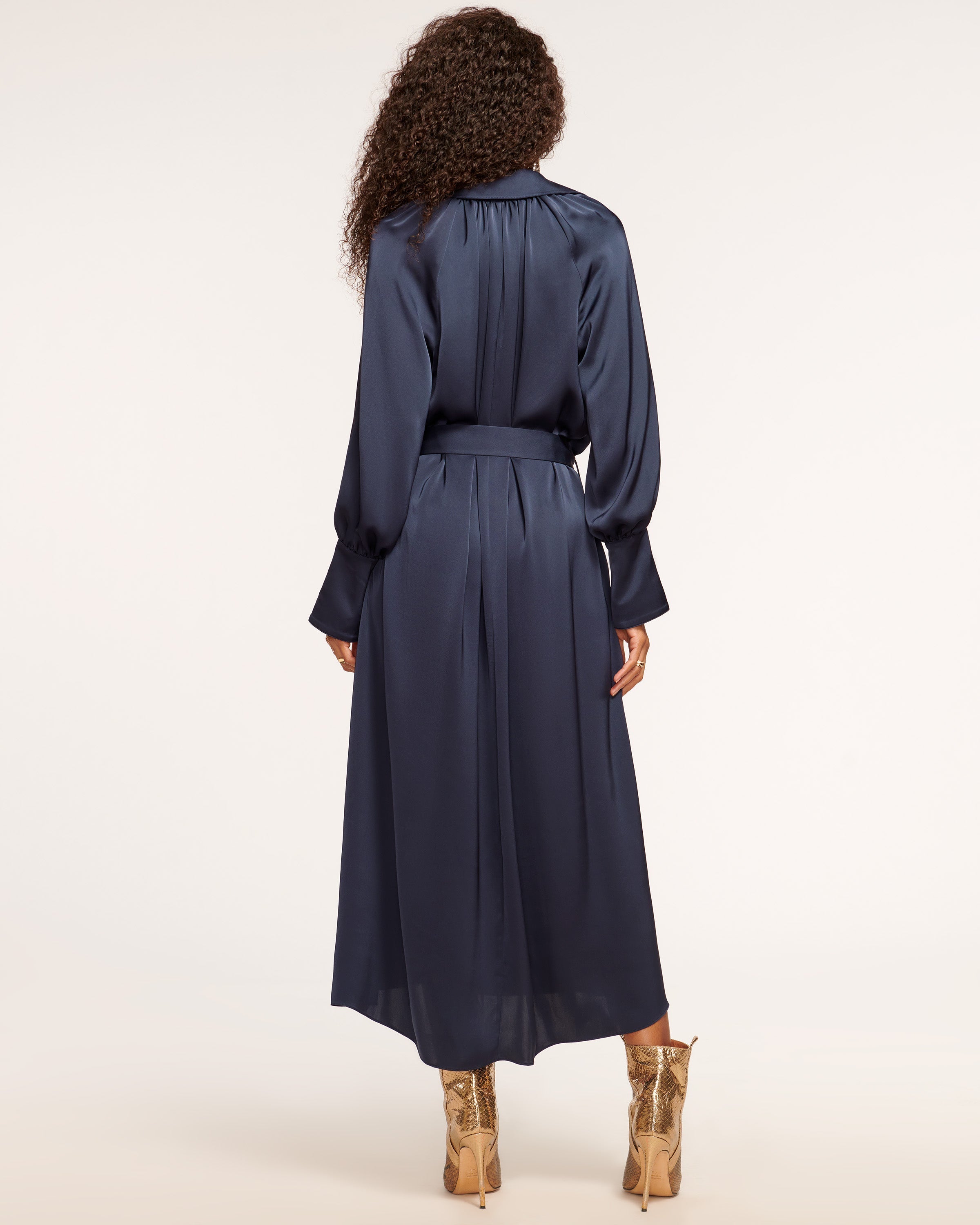 Ramy Brook Cecilia Belted Midi Dress in Navy