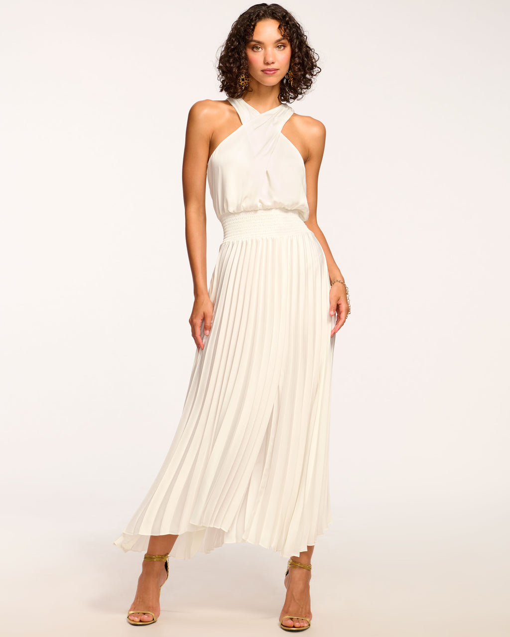 Pleated Chiffon Midi Asos Design Halter Tie Neck Midi Dress In Pleat TFNC  London Bridesmaid Chiffon