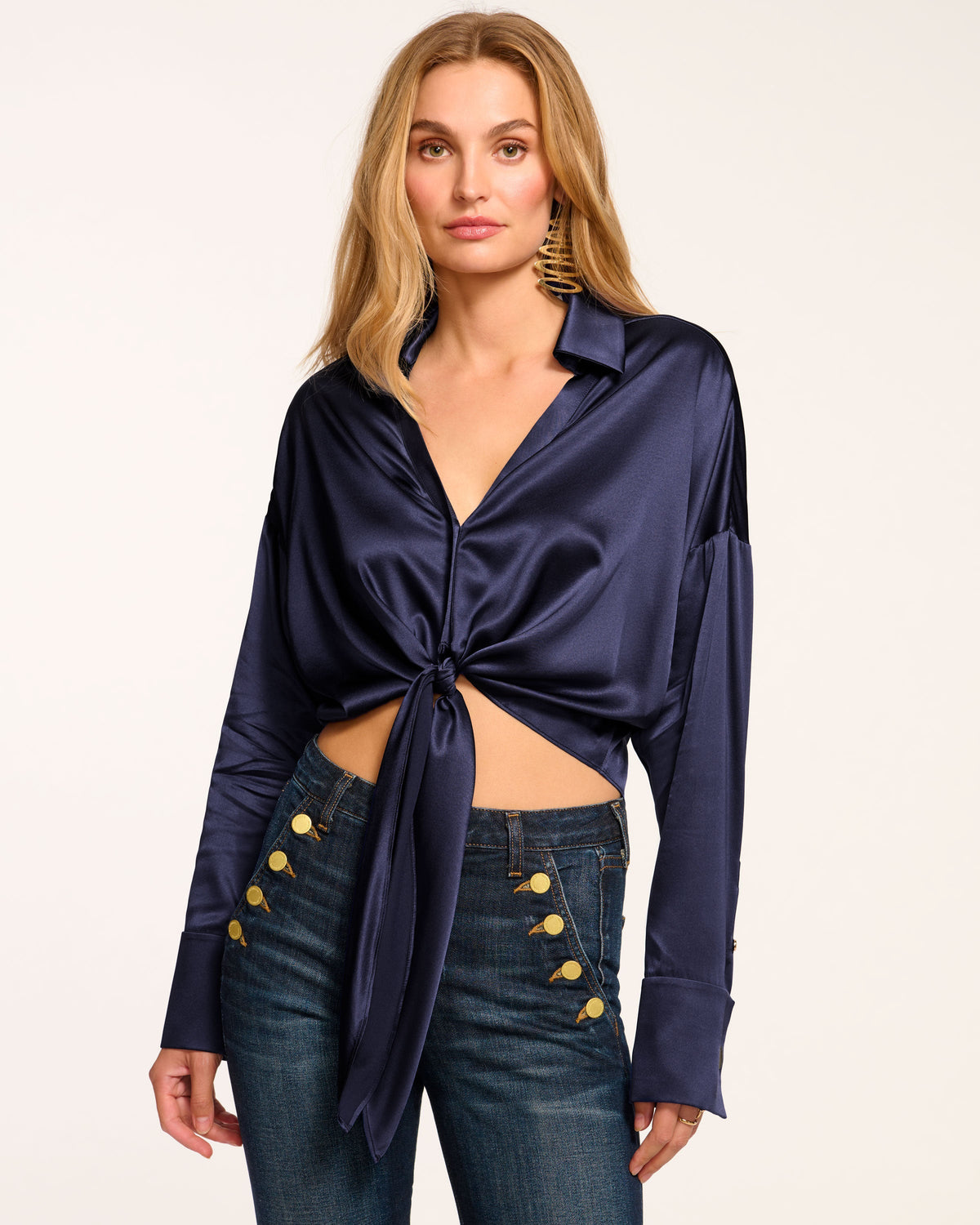 Farrah Silk Tie-Front Blouse view 1