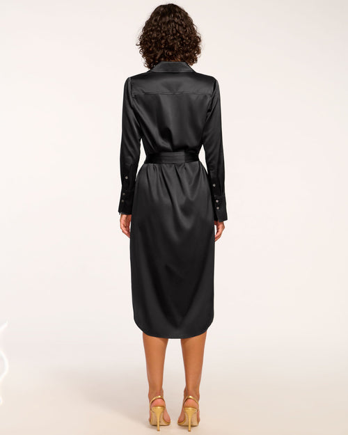 Victoria Silk Button Down Midi Dress view 4