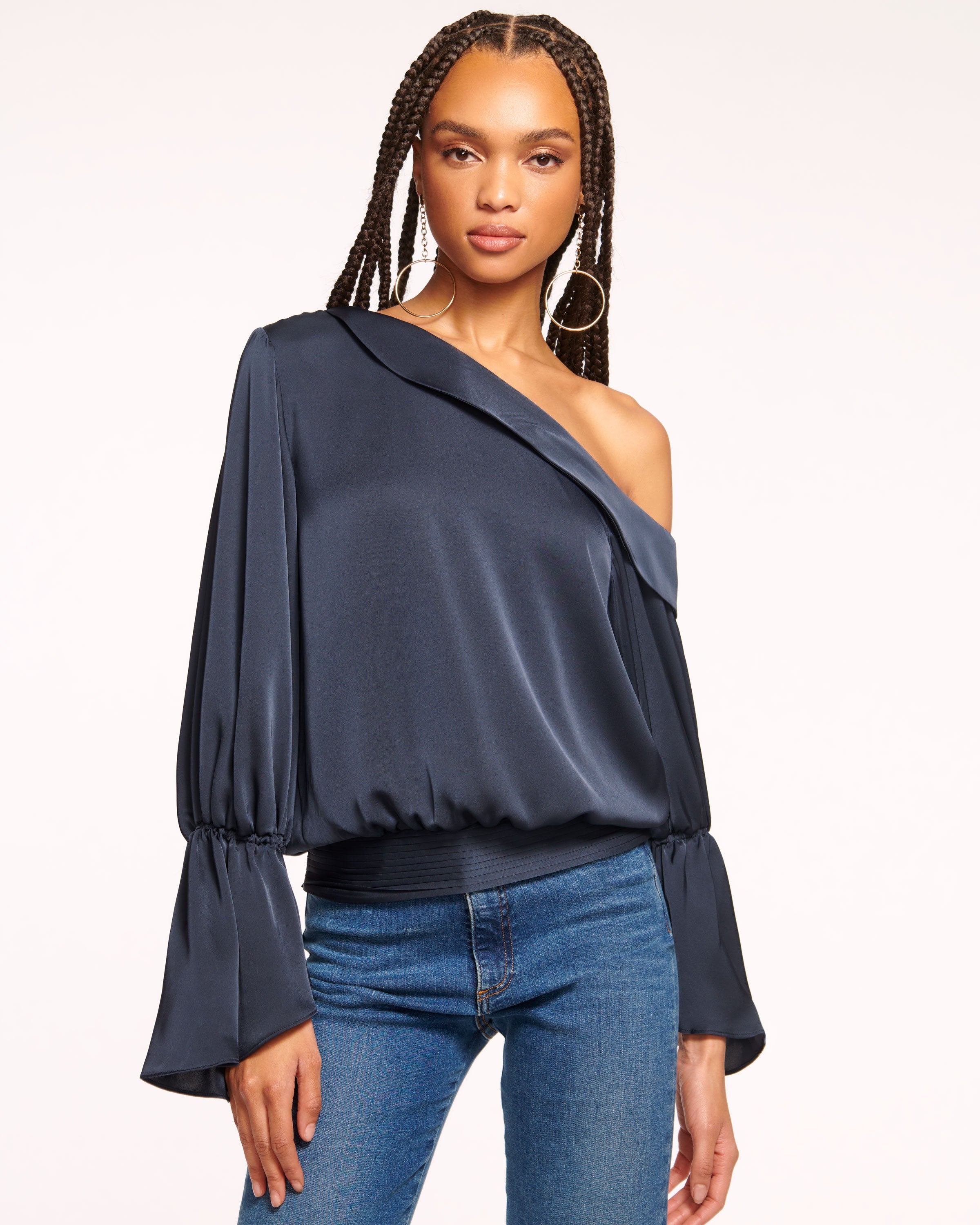 Sammy Off-The-Shoulder Top in navy | Ramy Brook