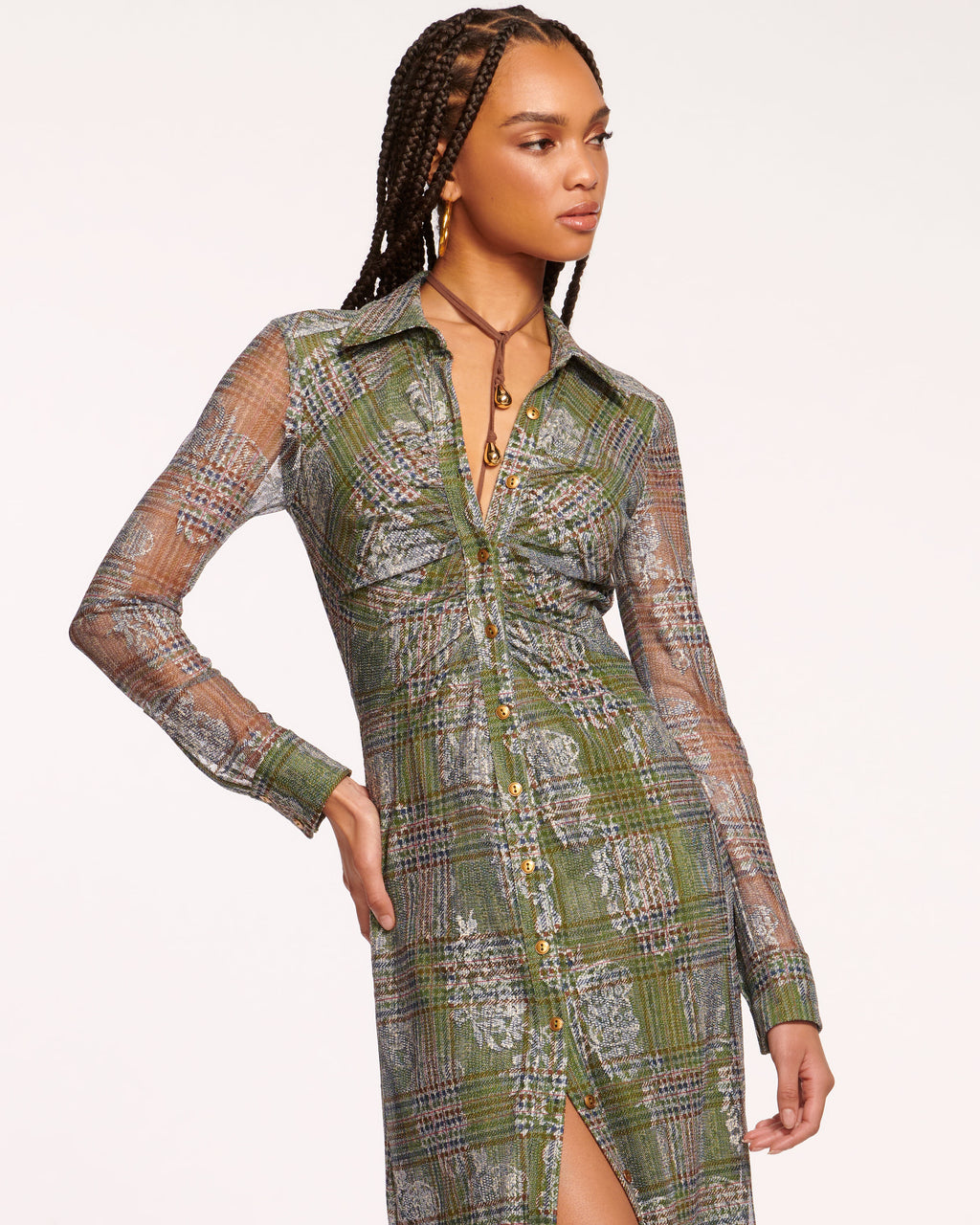 mesh button down dress Dresses | Plus Pink Abstract Mesh A Button Down Dress Size 14