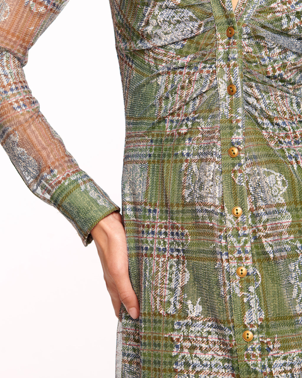 button down mesh dress Shyanne Women's Hillside Floral Embroidered Long Sleeve Button-Down Me