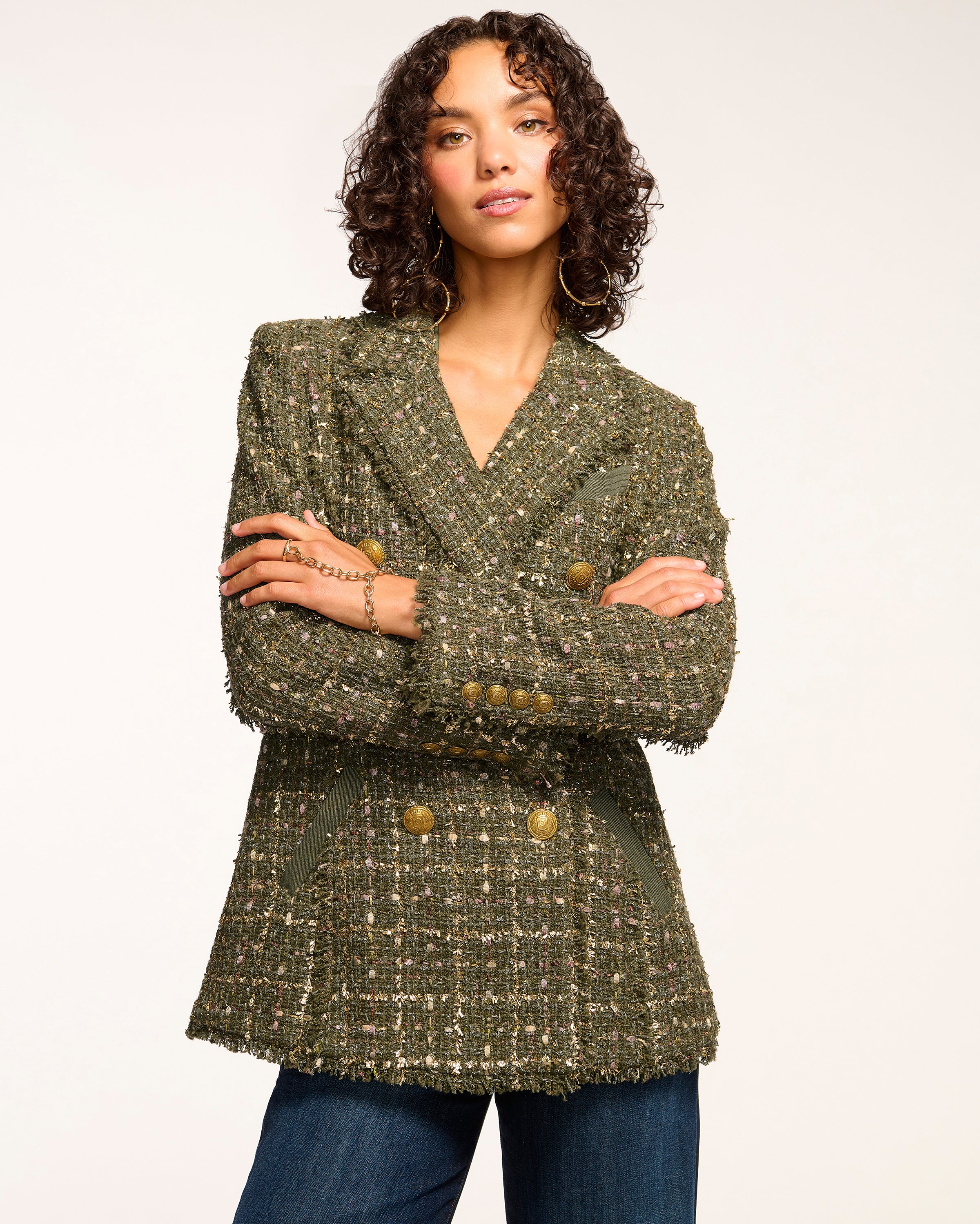 Marsha Tweed Blazer in sage tweed | Ramy Brook